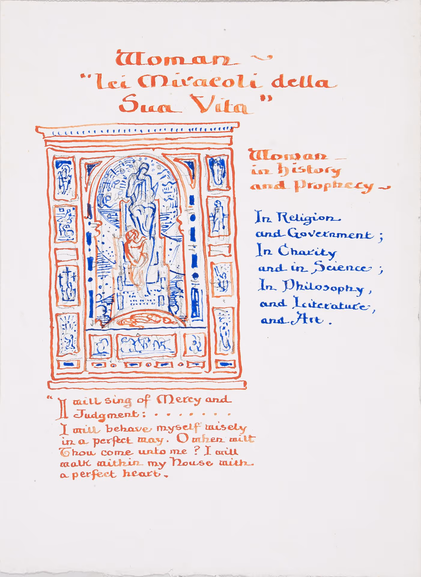 Illuminated text study for "Woman – lei Miracoli della sua vita"