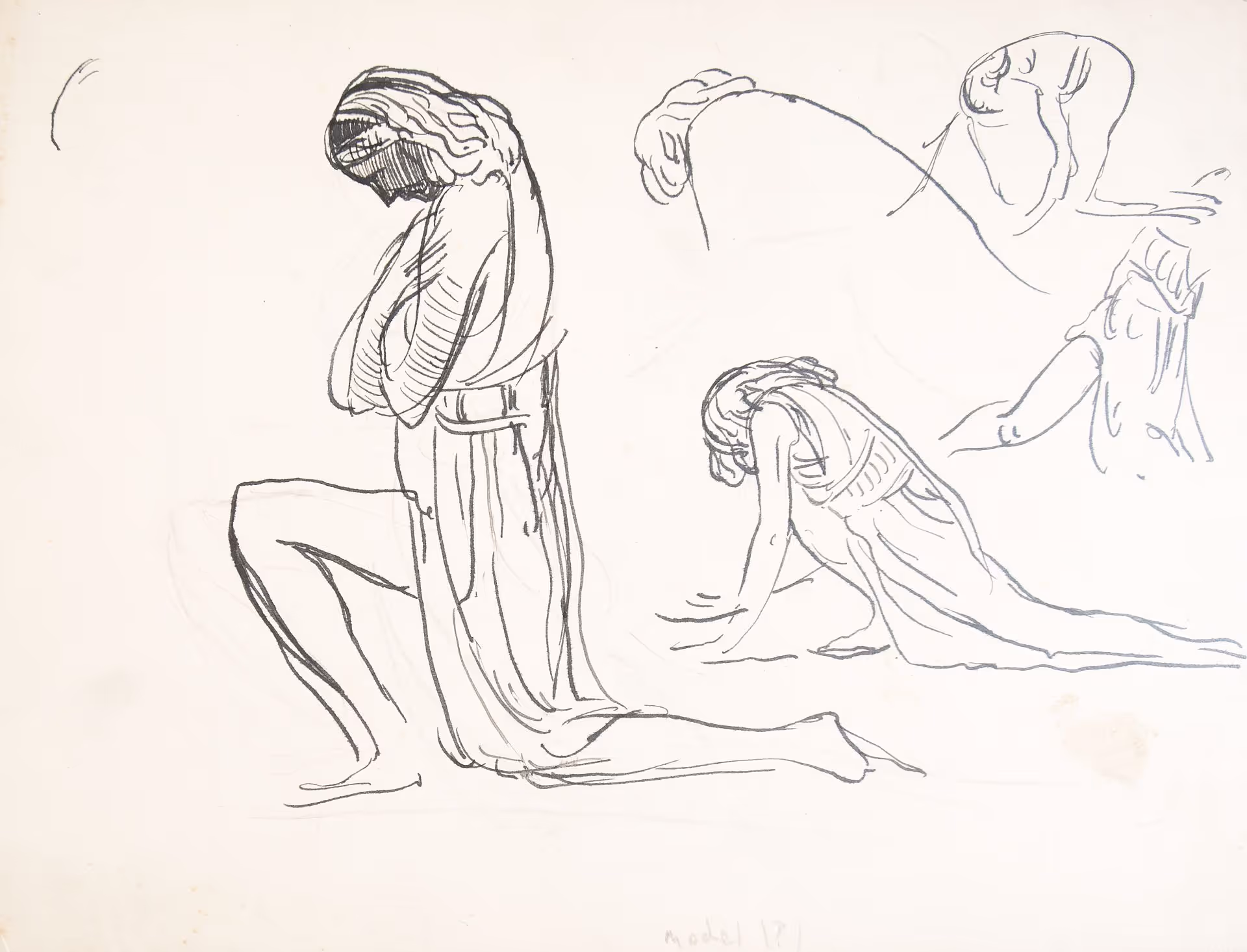 Studies of female dancer [female figure in various kneeling poses]