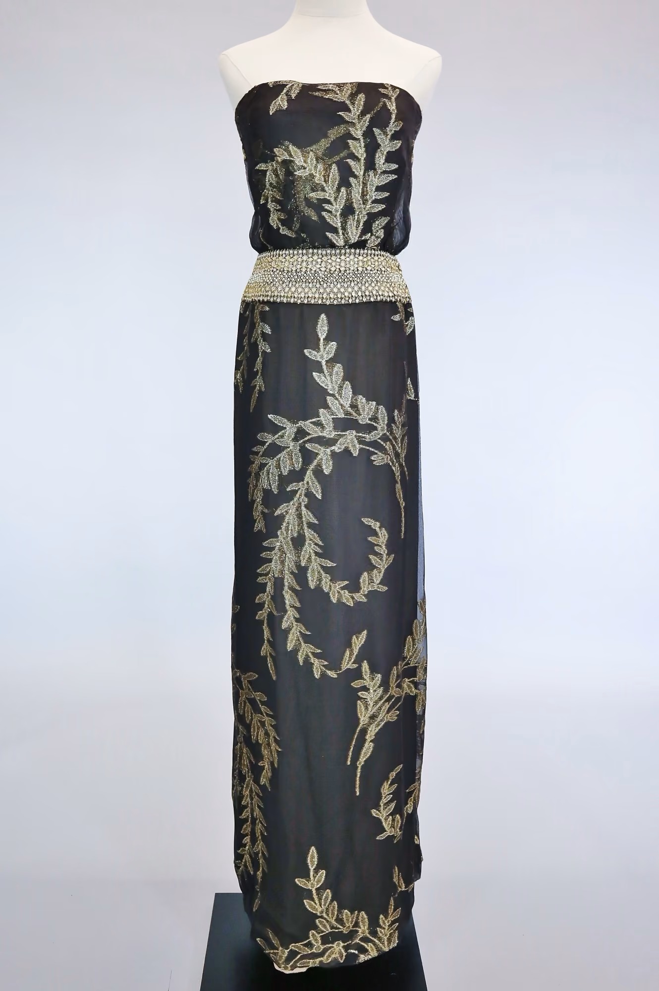 Black & gold embellished evening gown