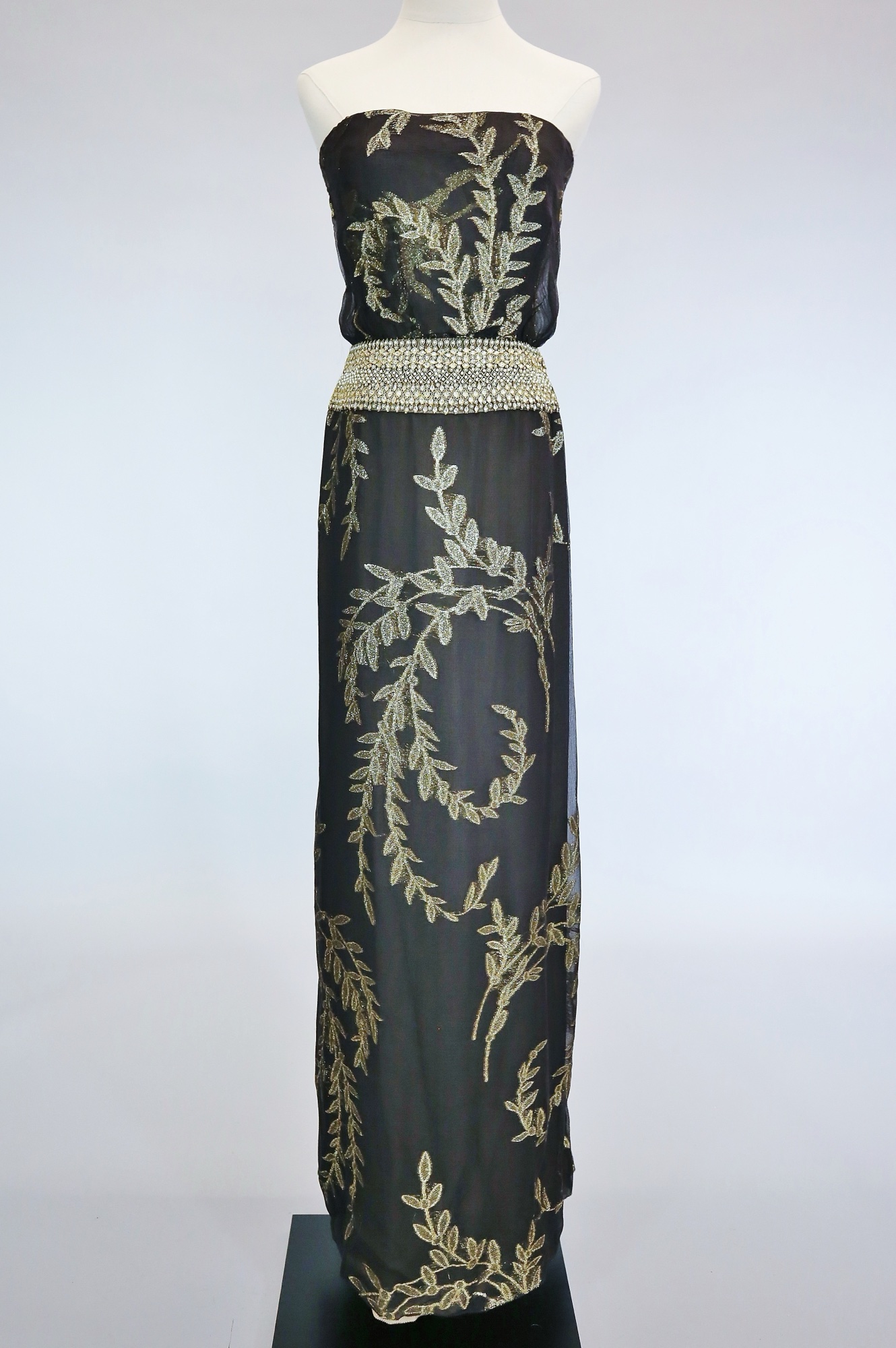 Black & gold embellished evening gown