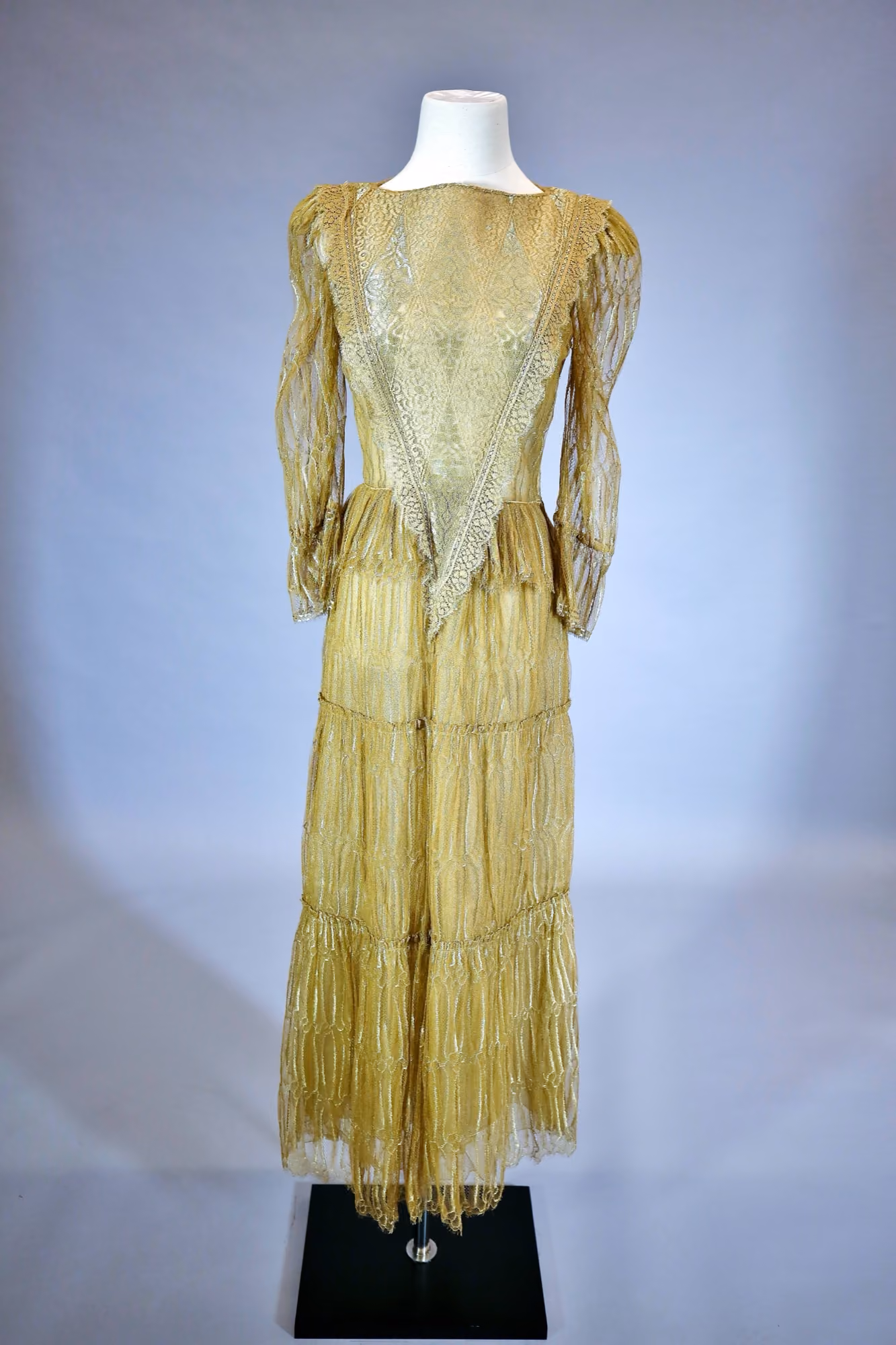 Gold patterned evening gown