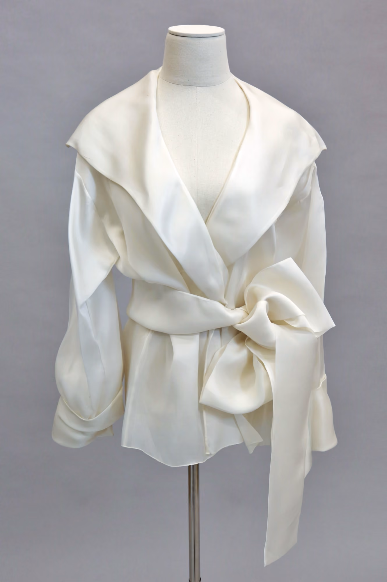 White silk wrap top