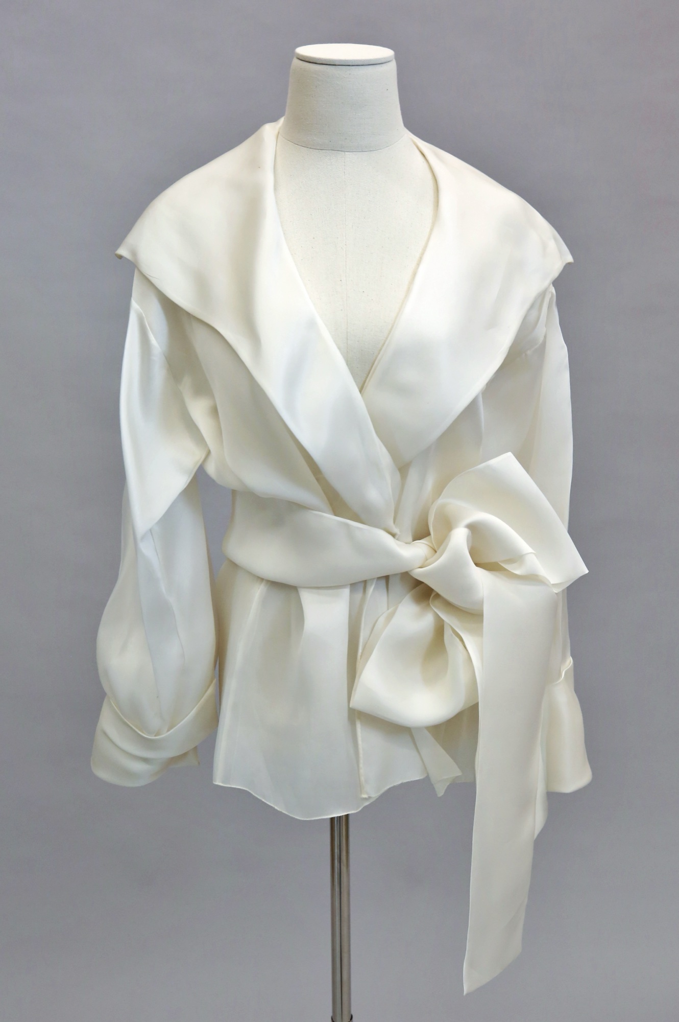 White silk wrap top