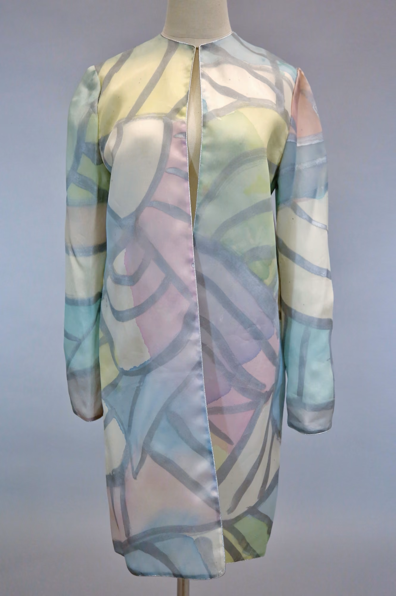 Pastel & watercolor printed silk jacket