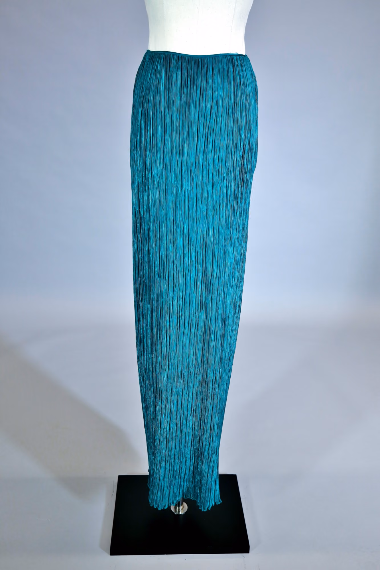 Teal pleated column skirt