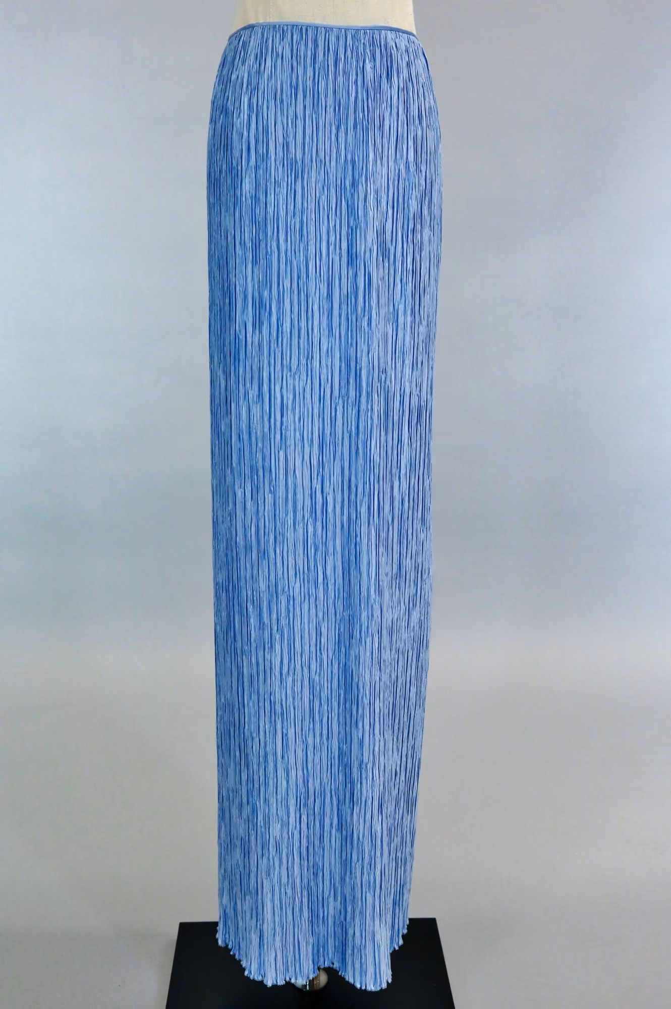Blue pleated column skirt