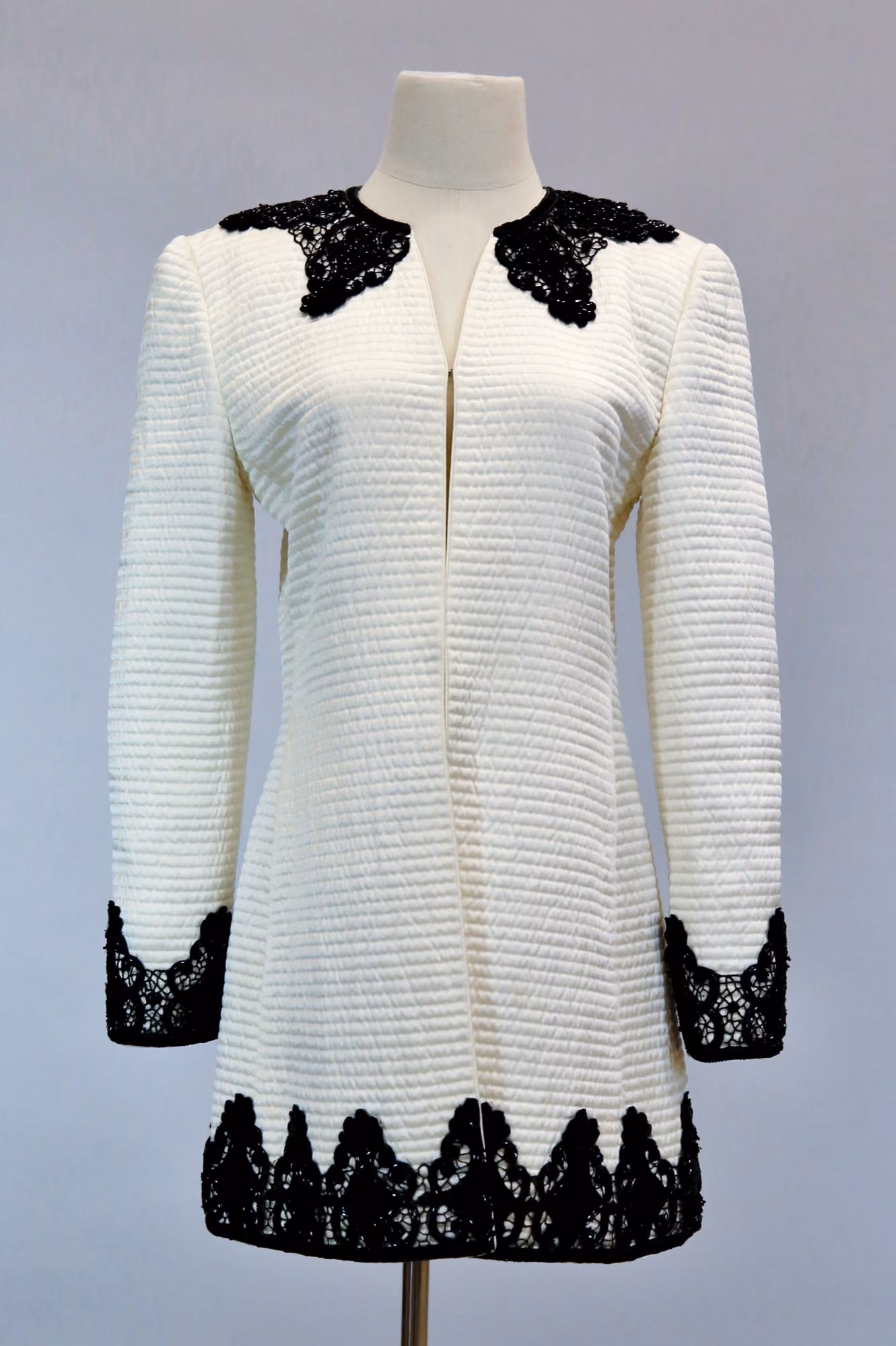 White & black quilted jacket