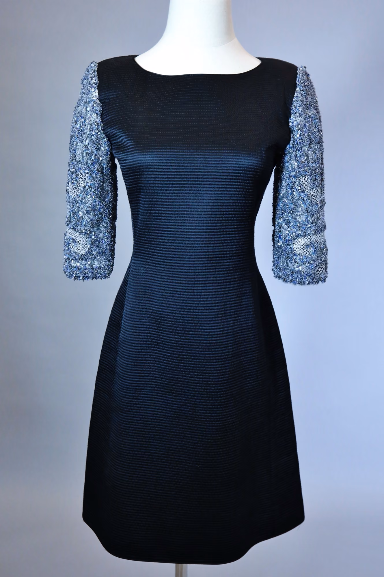 Black quilted cocktail dress
