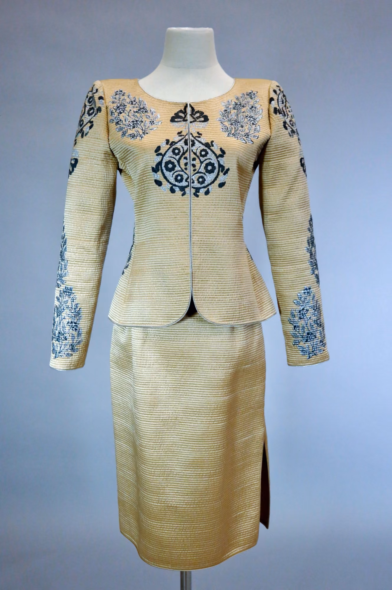 Orange quilted jacket & skirt set