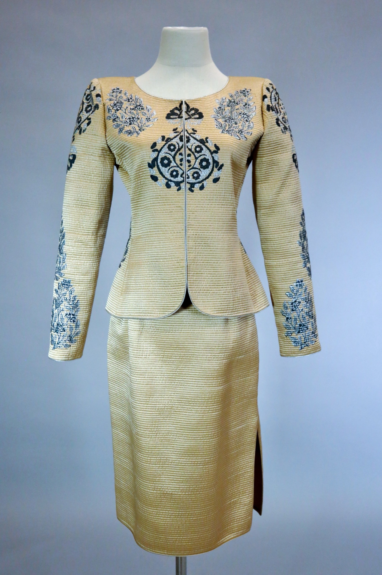 Orange quilted jacket & skirt set
