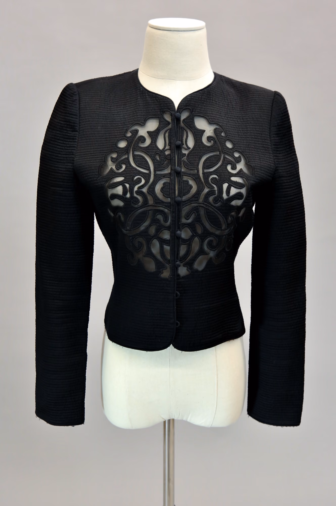 Black mesh quilted jacket