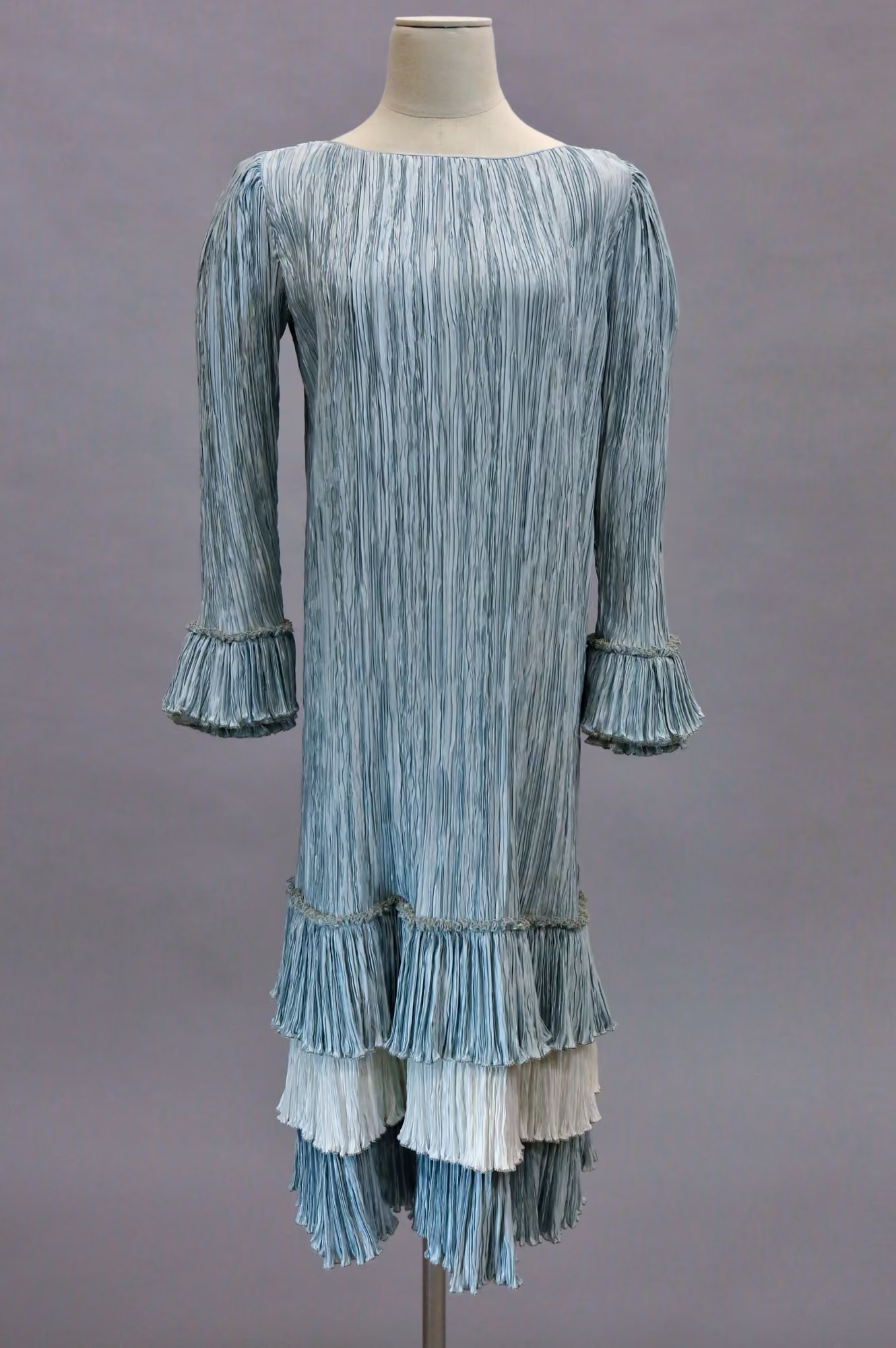 Blue pleated cocktail dress