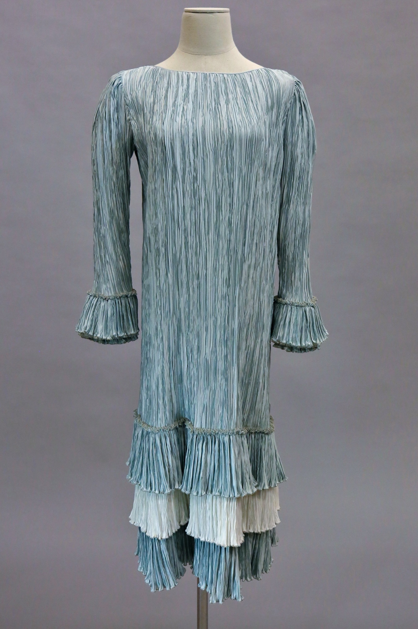 Blue pleated cocktail dress