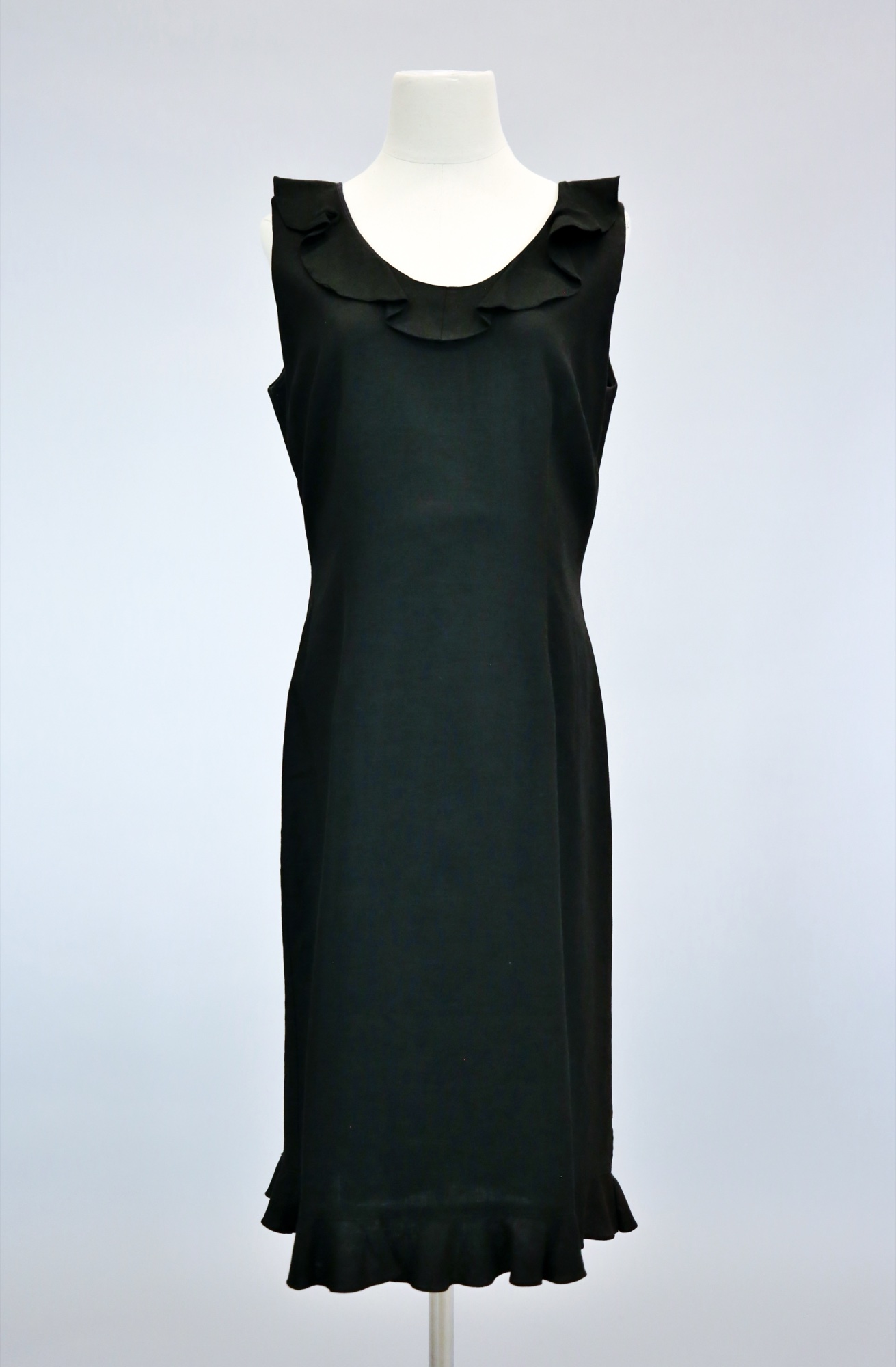 Black linen cocktail dress