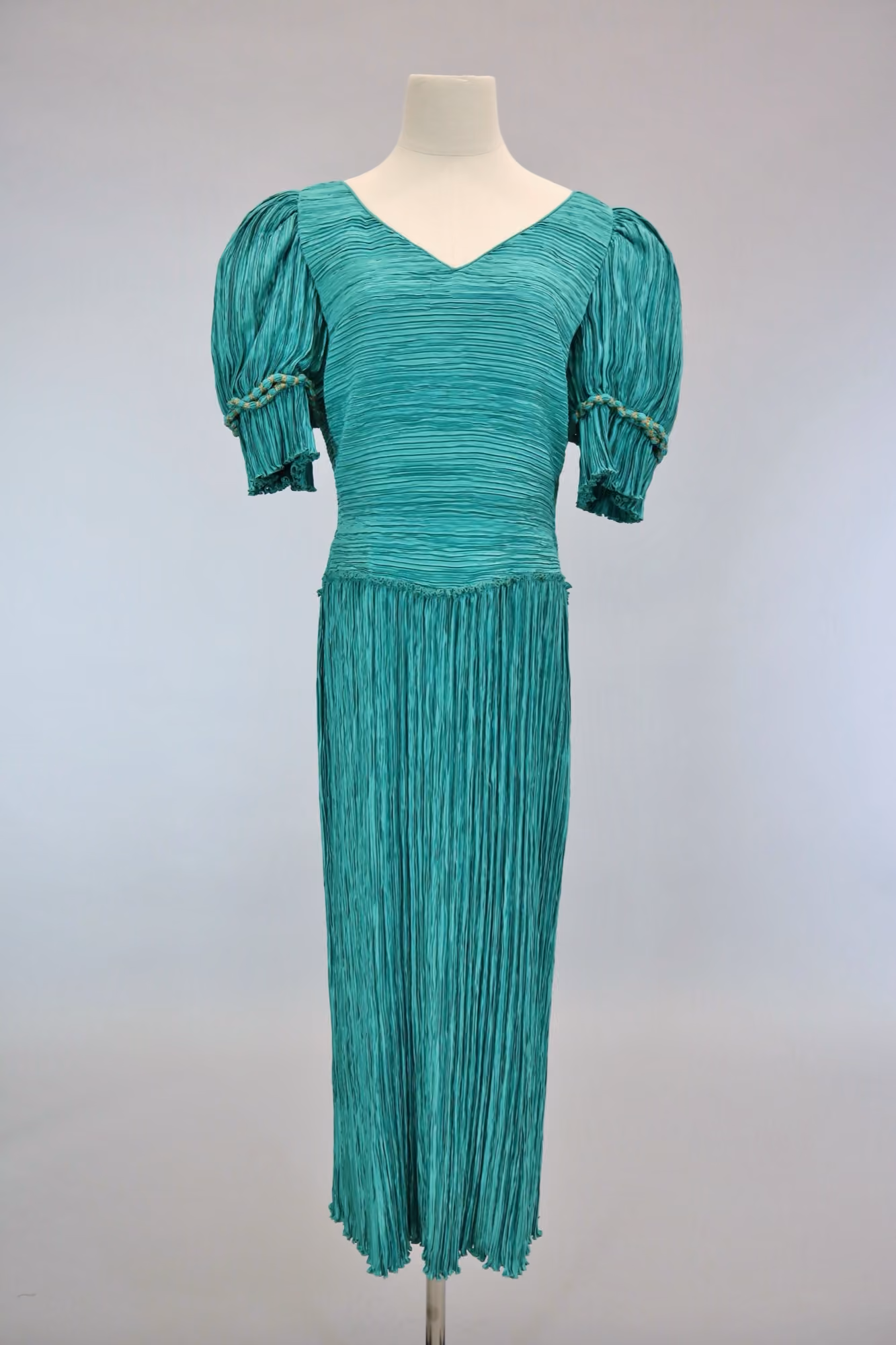 Teal pleated cocktail dress