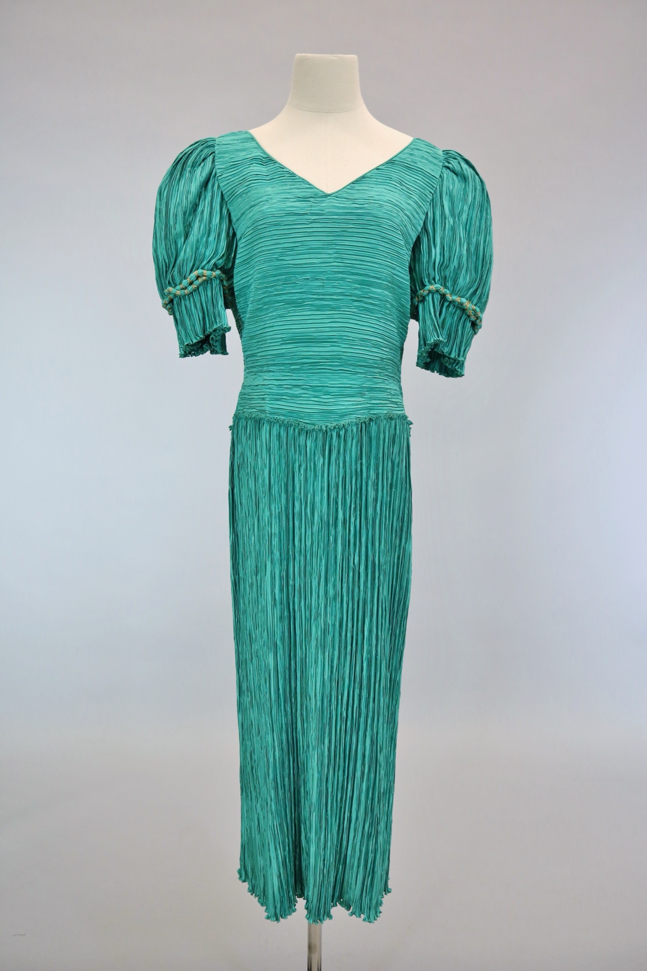 Teal pleated cocktail dress