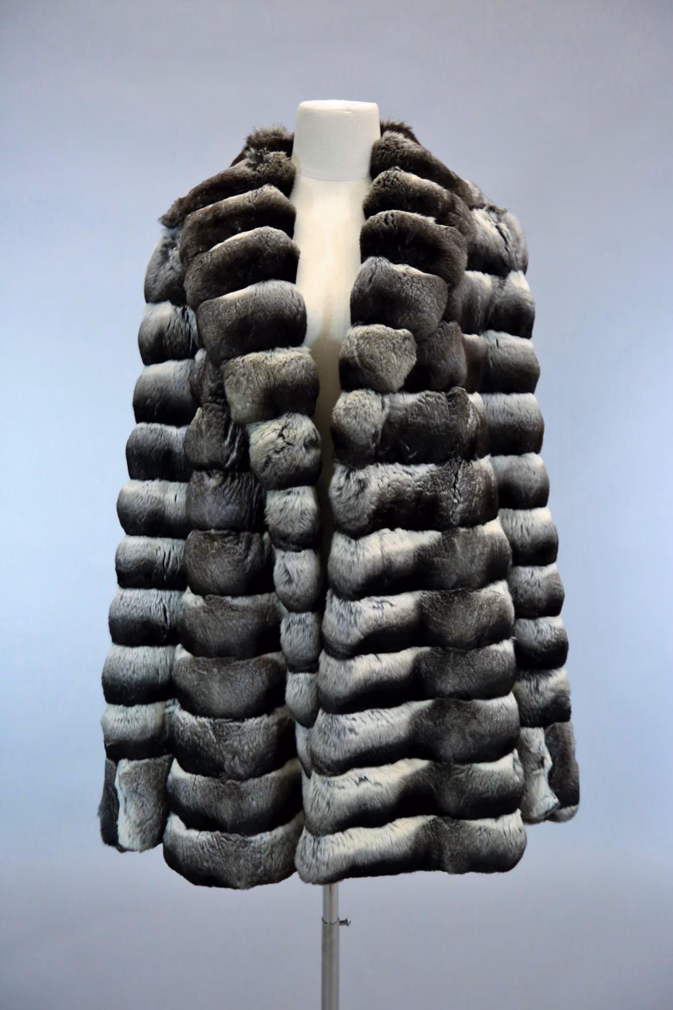 Striped fur coat