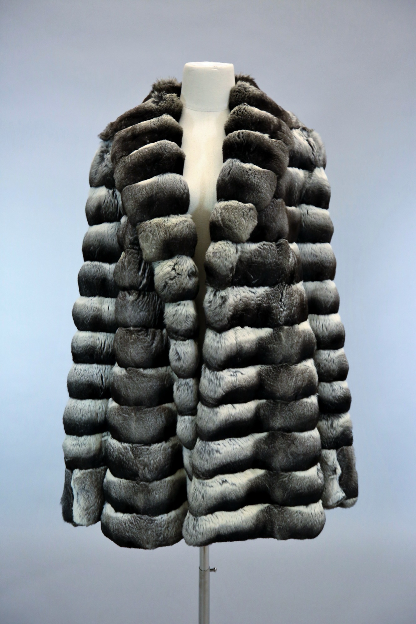 Striped fur coat
