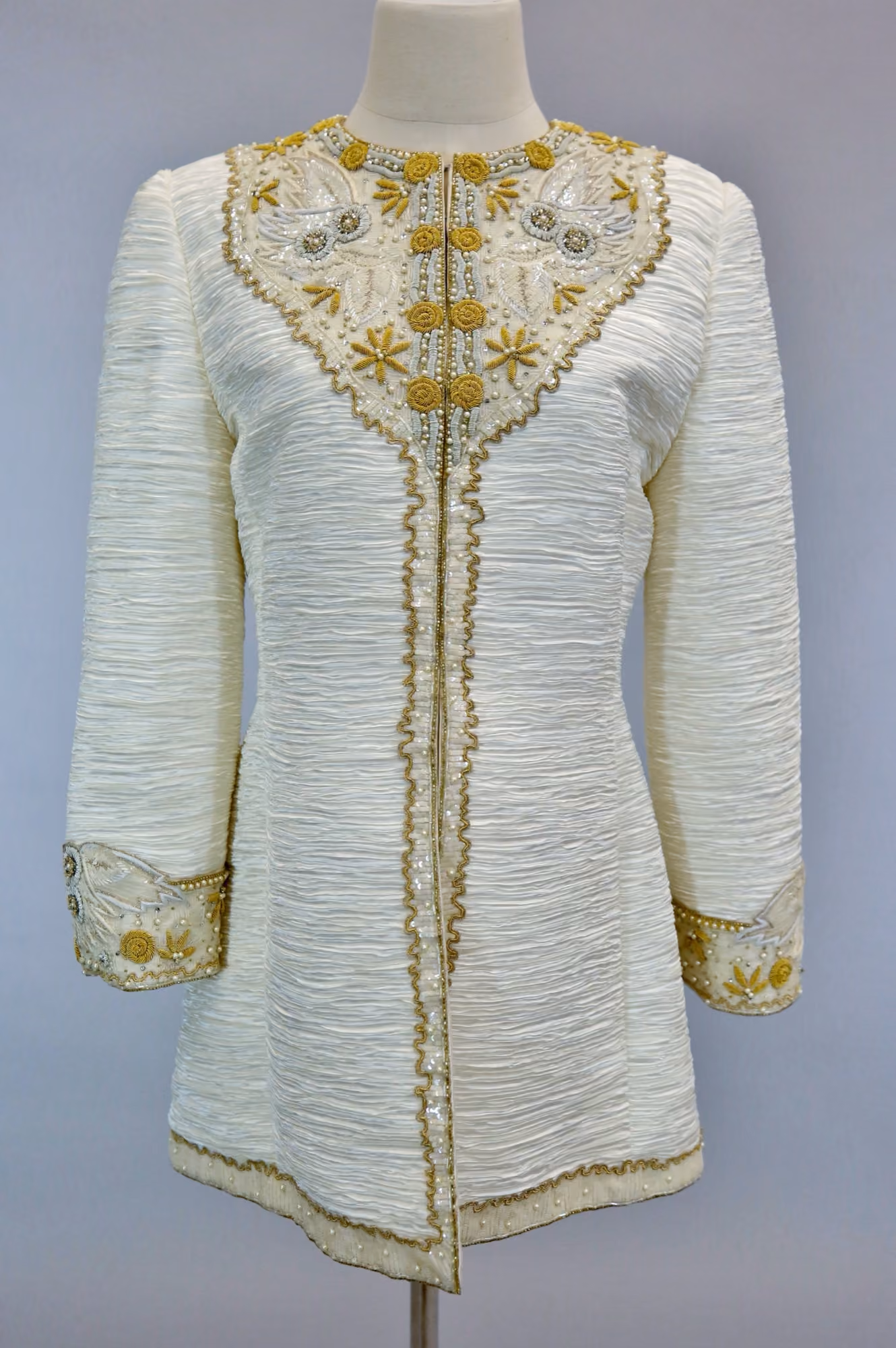 White & gold satin jacket