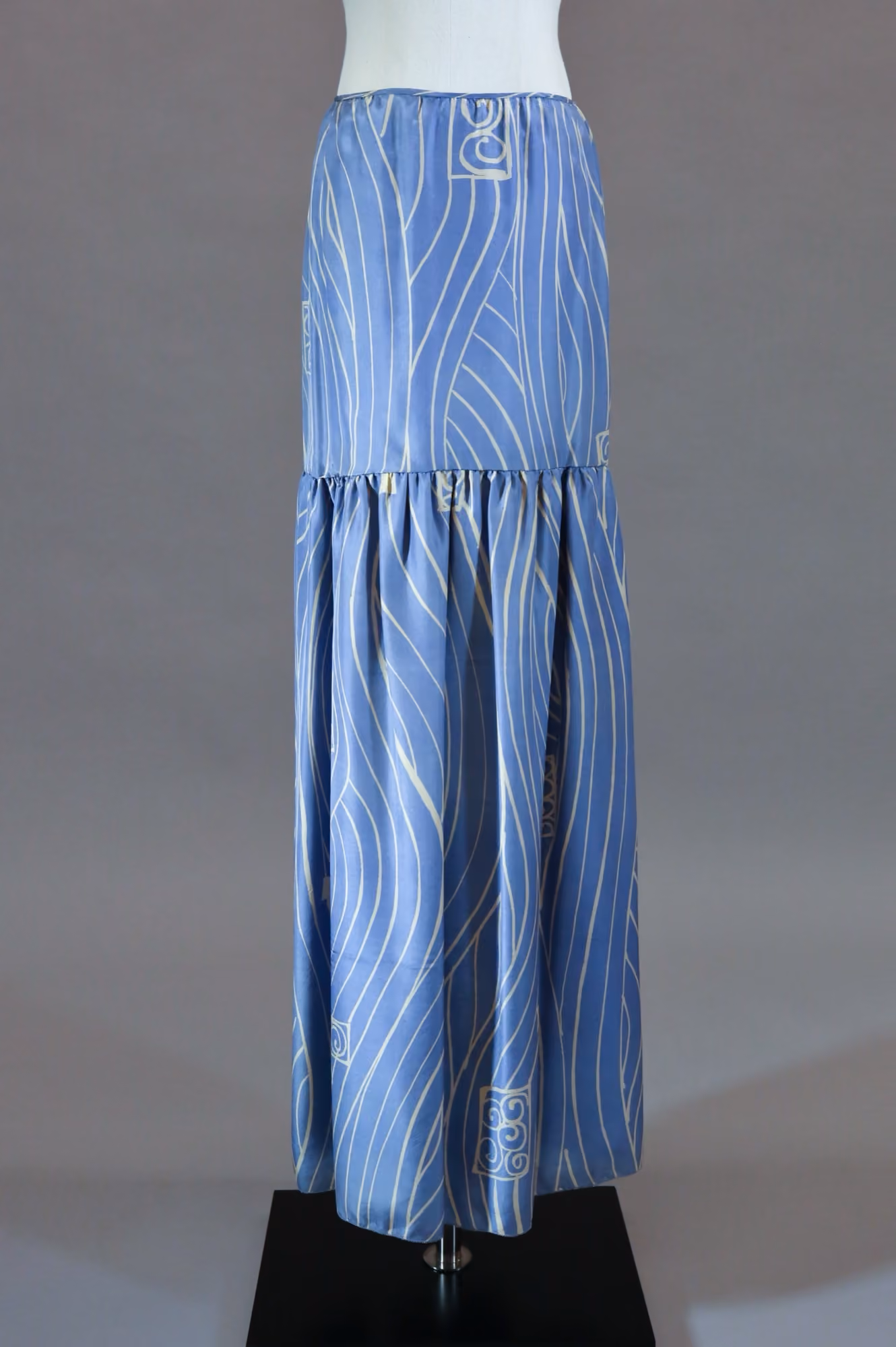 Blue silk drop waist skirt