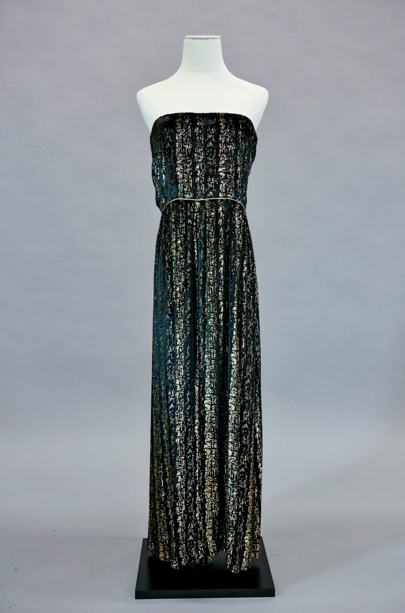Black metallic evening gown