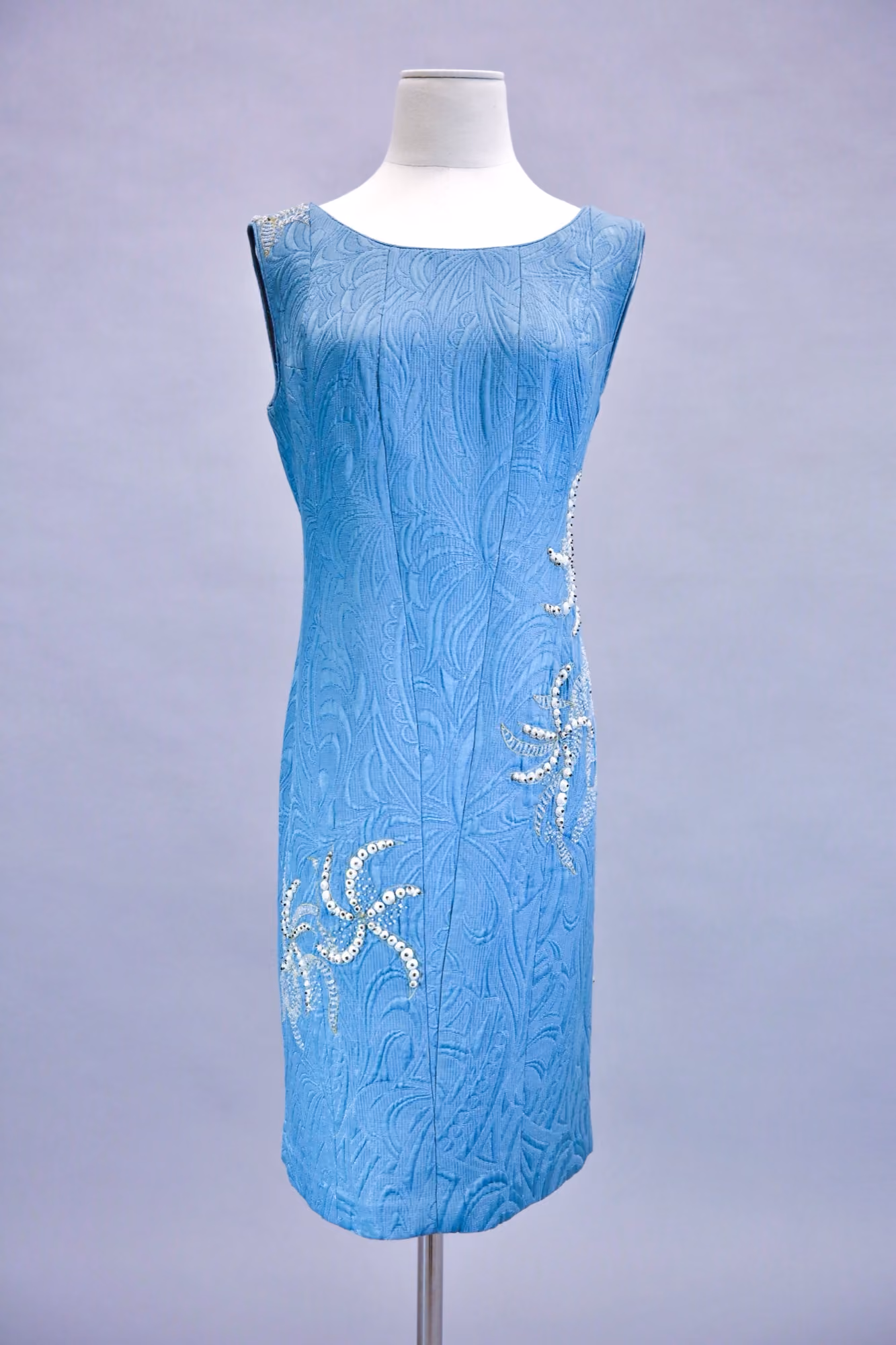 Blue metallic cocktail dress