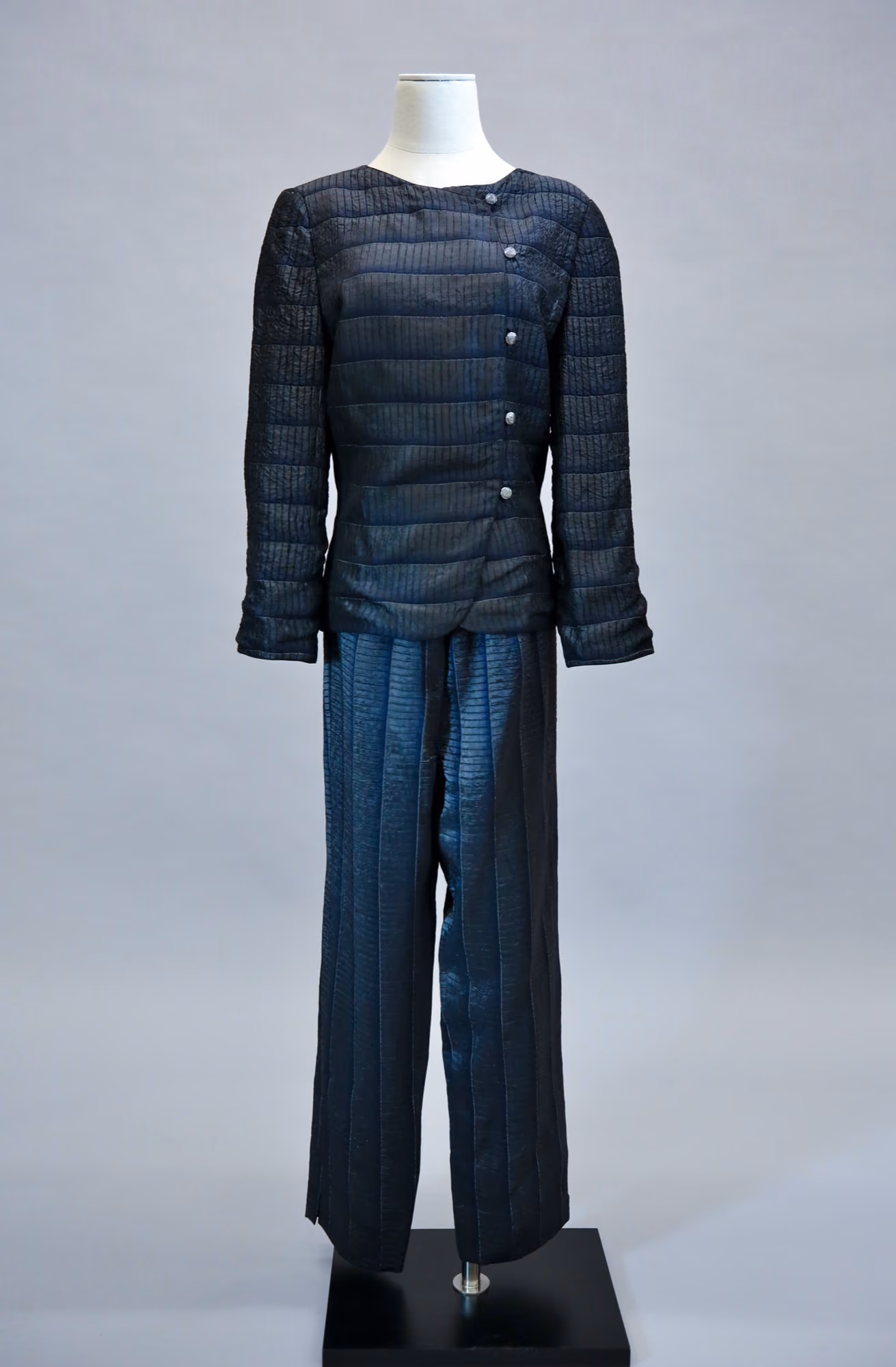 Grey silk jacket & pants set