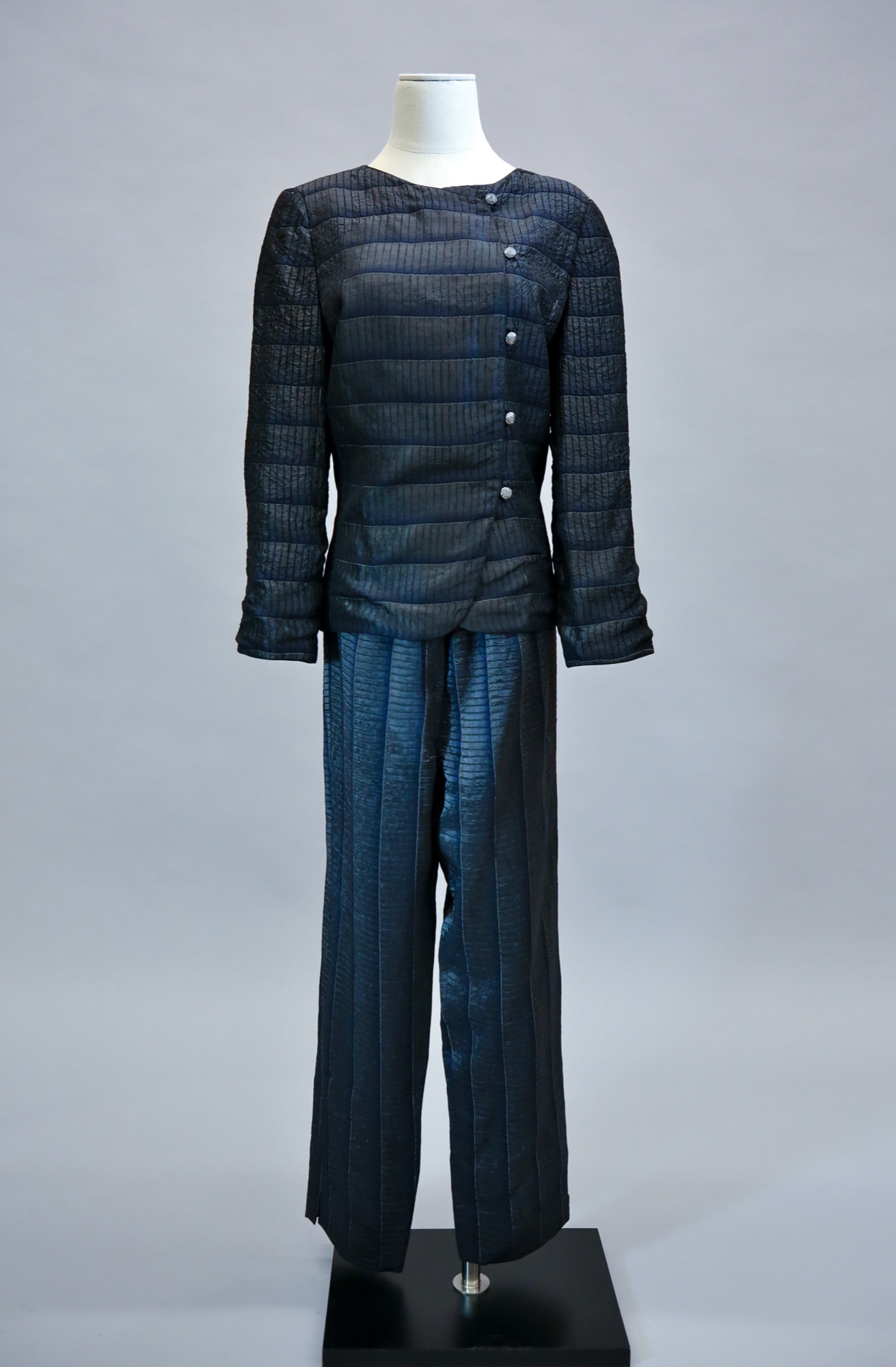 Grey silk jacket & pants set