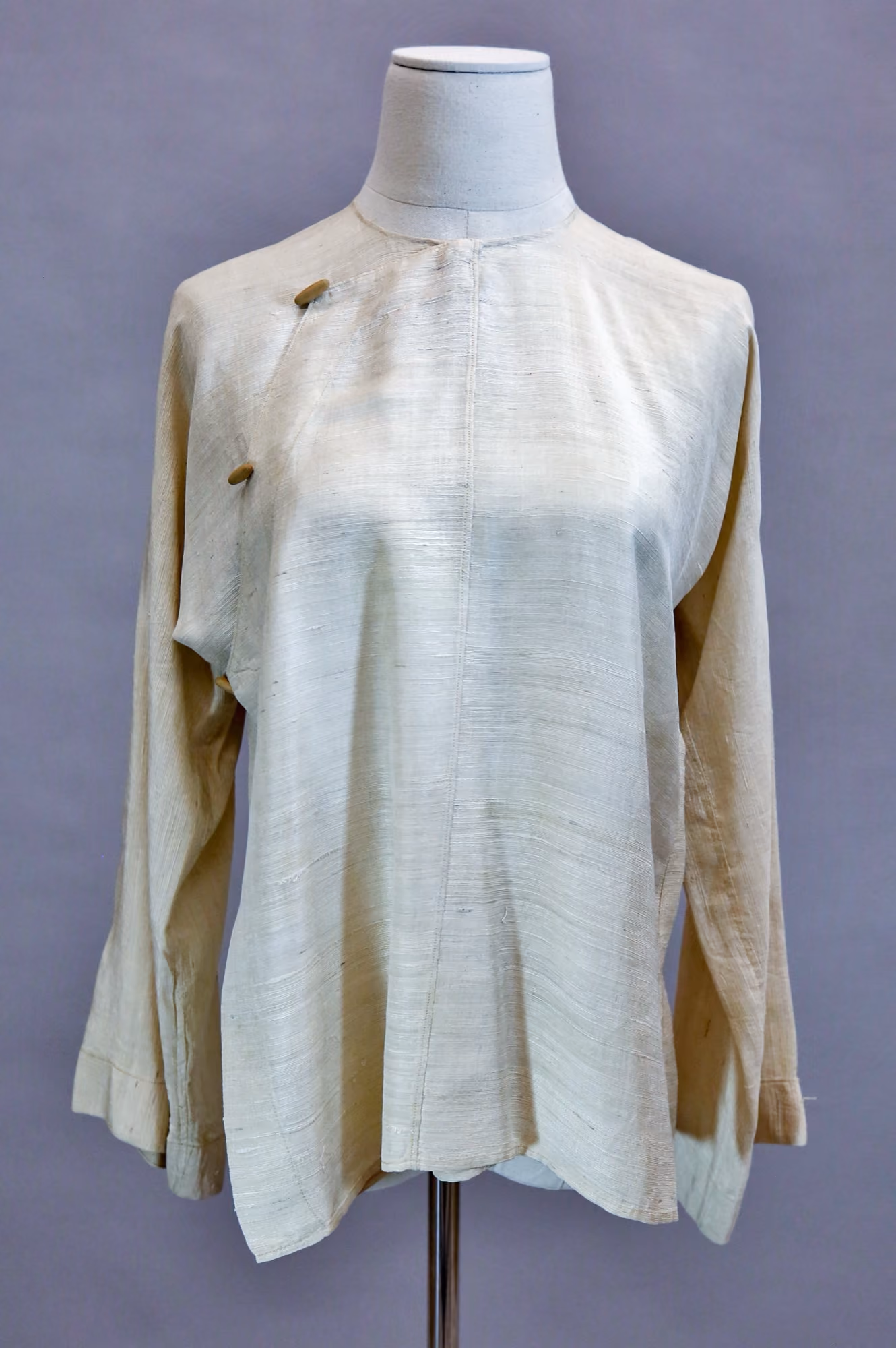 Beige silk crossover top