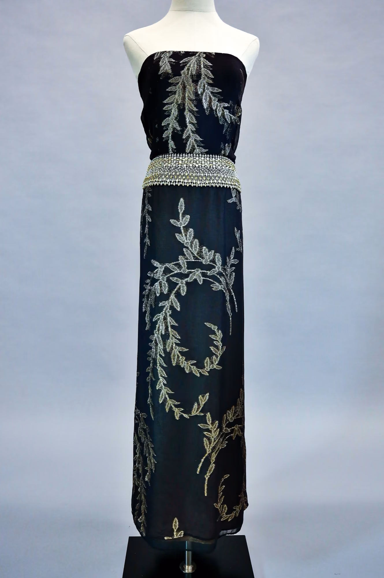 Black metallic column gown