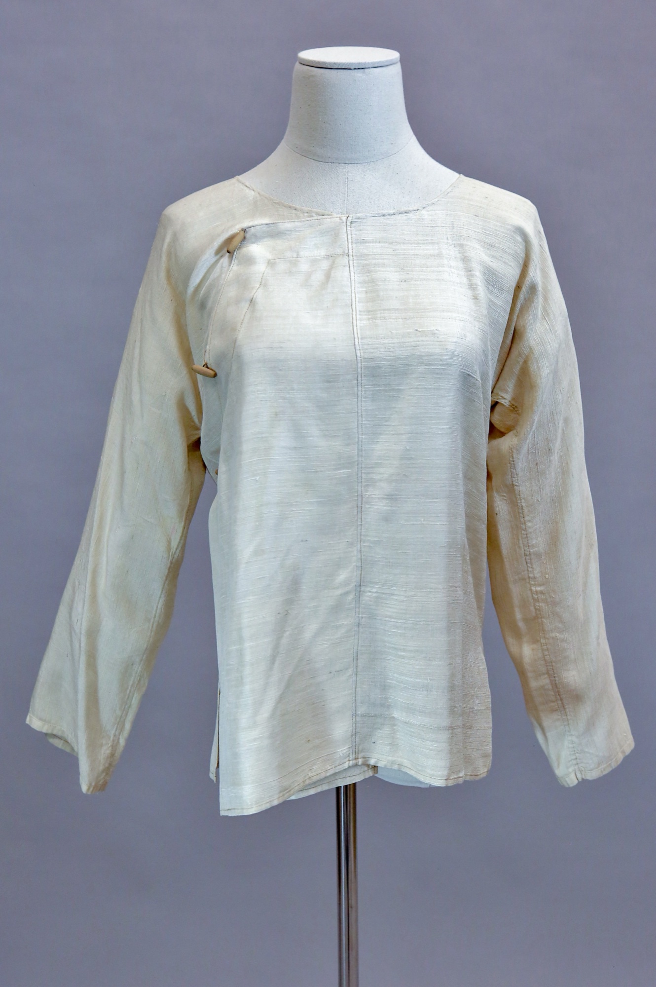 Beige silk crossover top