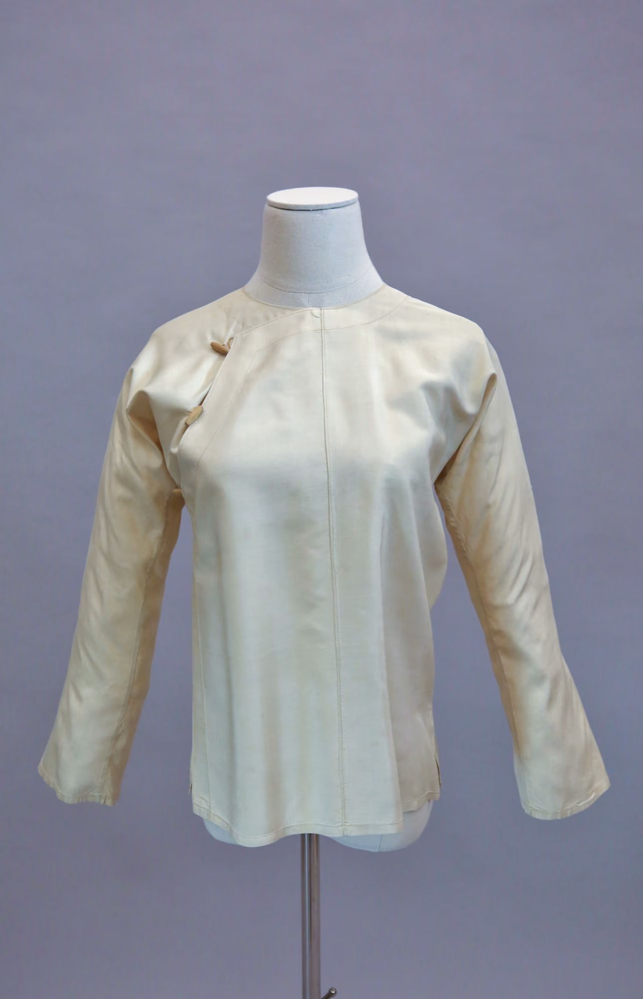 Beige silk crossover top