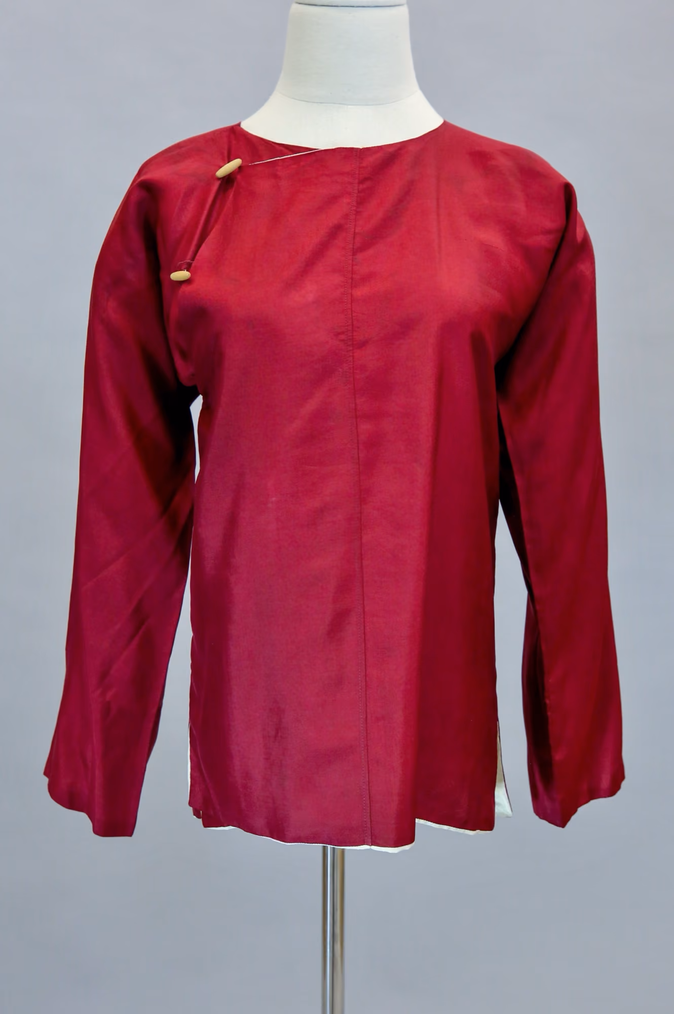 Red silk crossover top