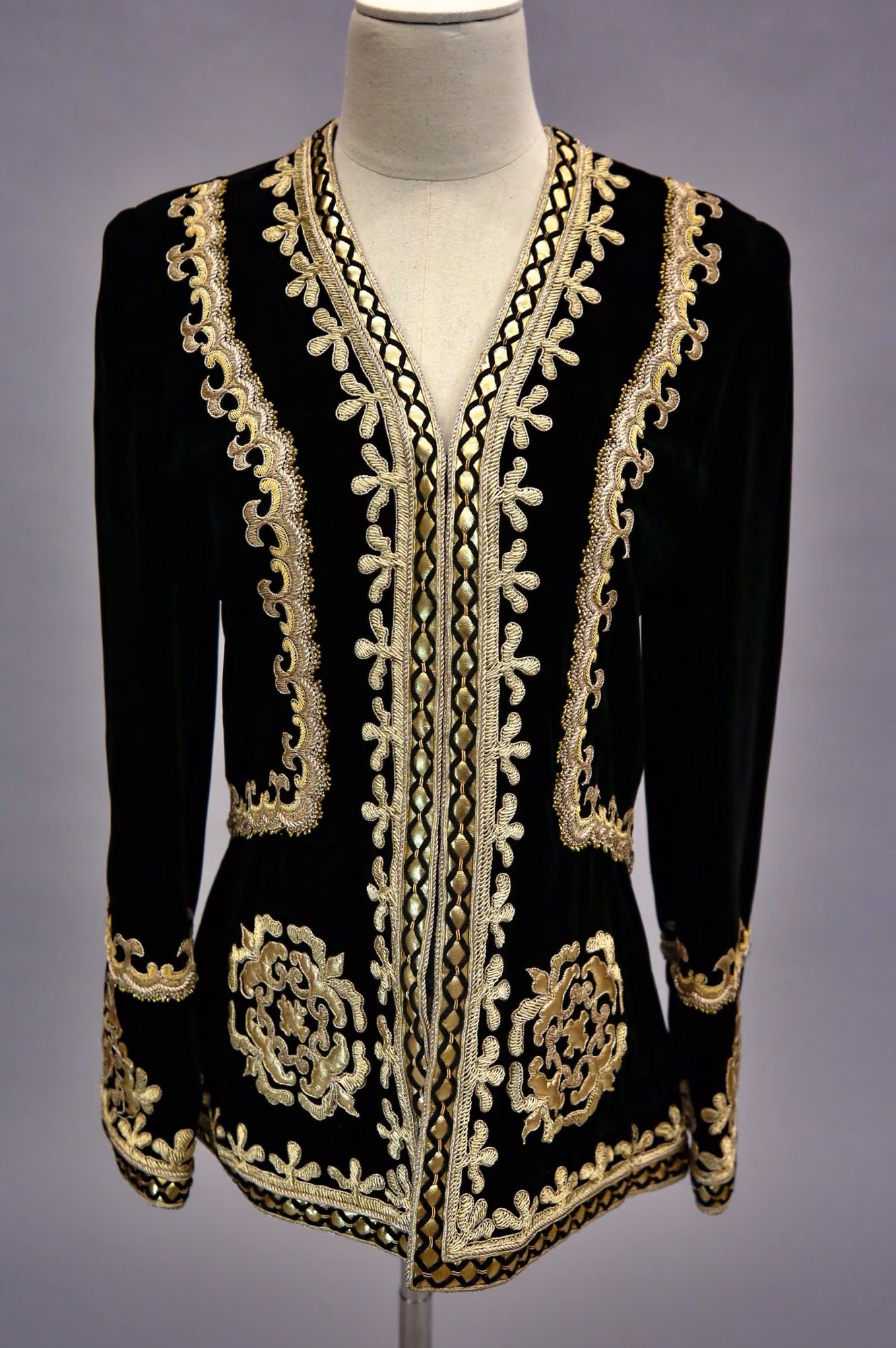 Black & gold quilted jacket & skirt set