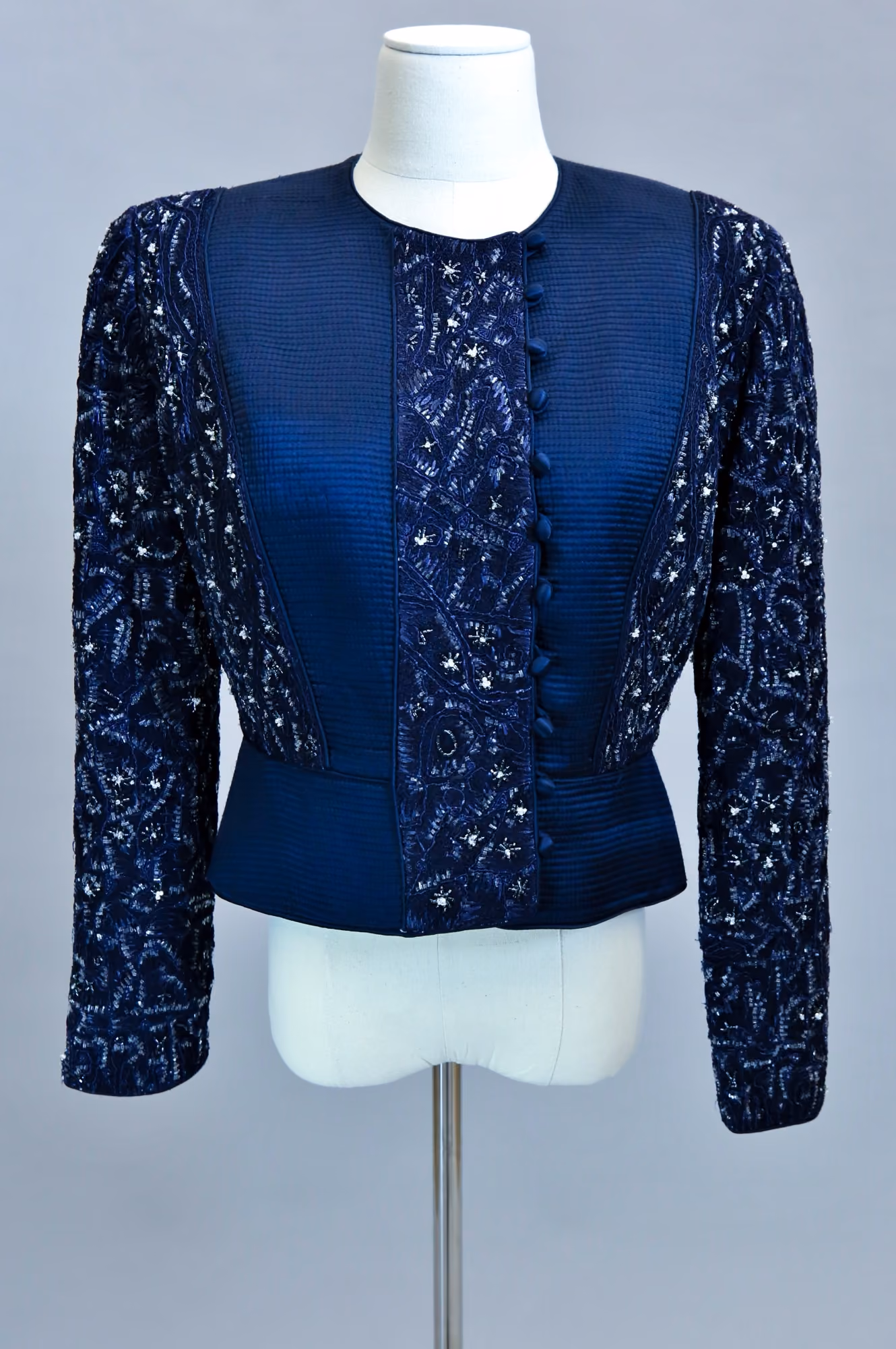 Blue quilted jacket & skirt set