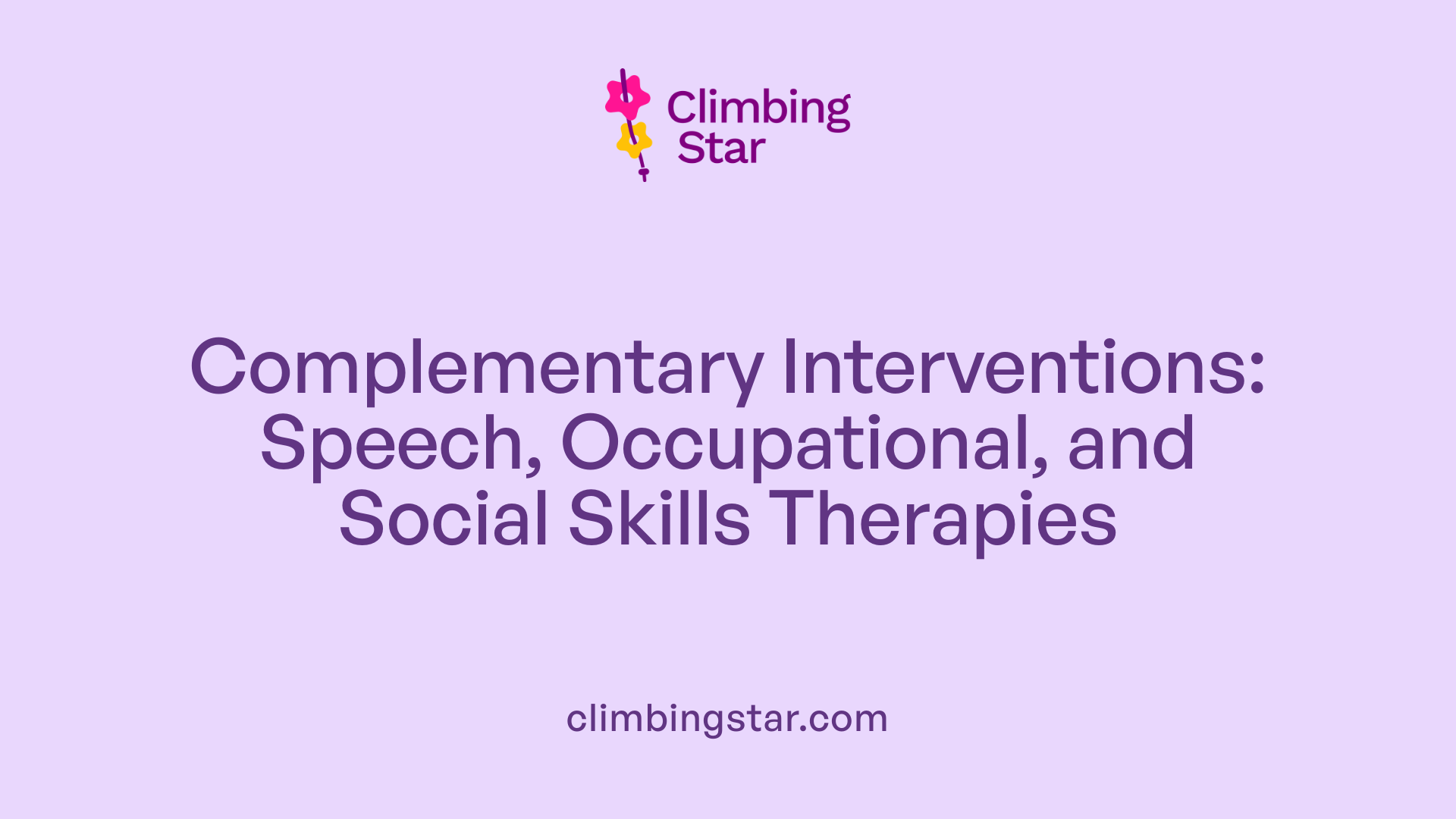 Complementary Interventions: Speech, Occupational, and Social Skills Therapies