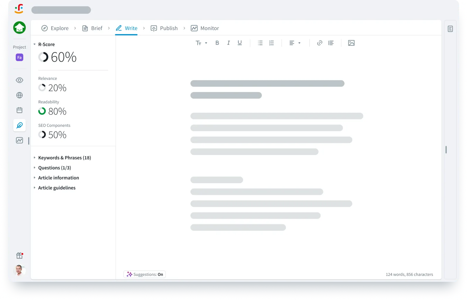 A glimpse rellify content creation dashboard, demonstrating AI augmented content workflow for unlocking team's potential.