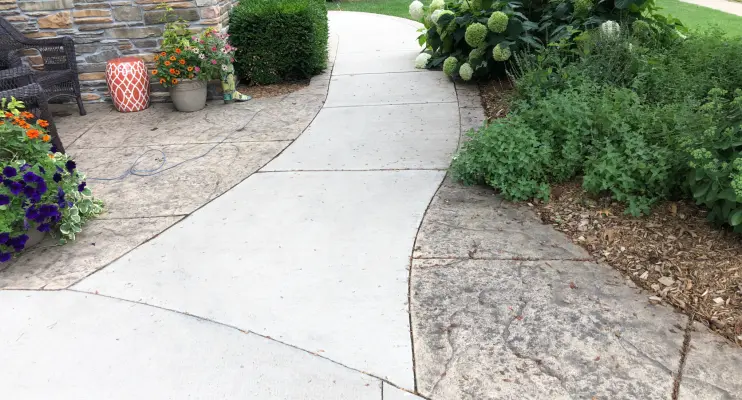 Sidewalk between stamped borders smaller