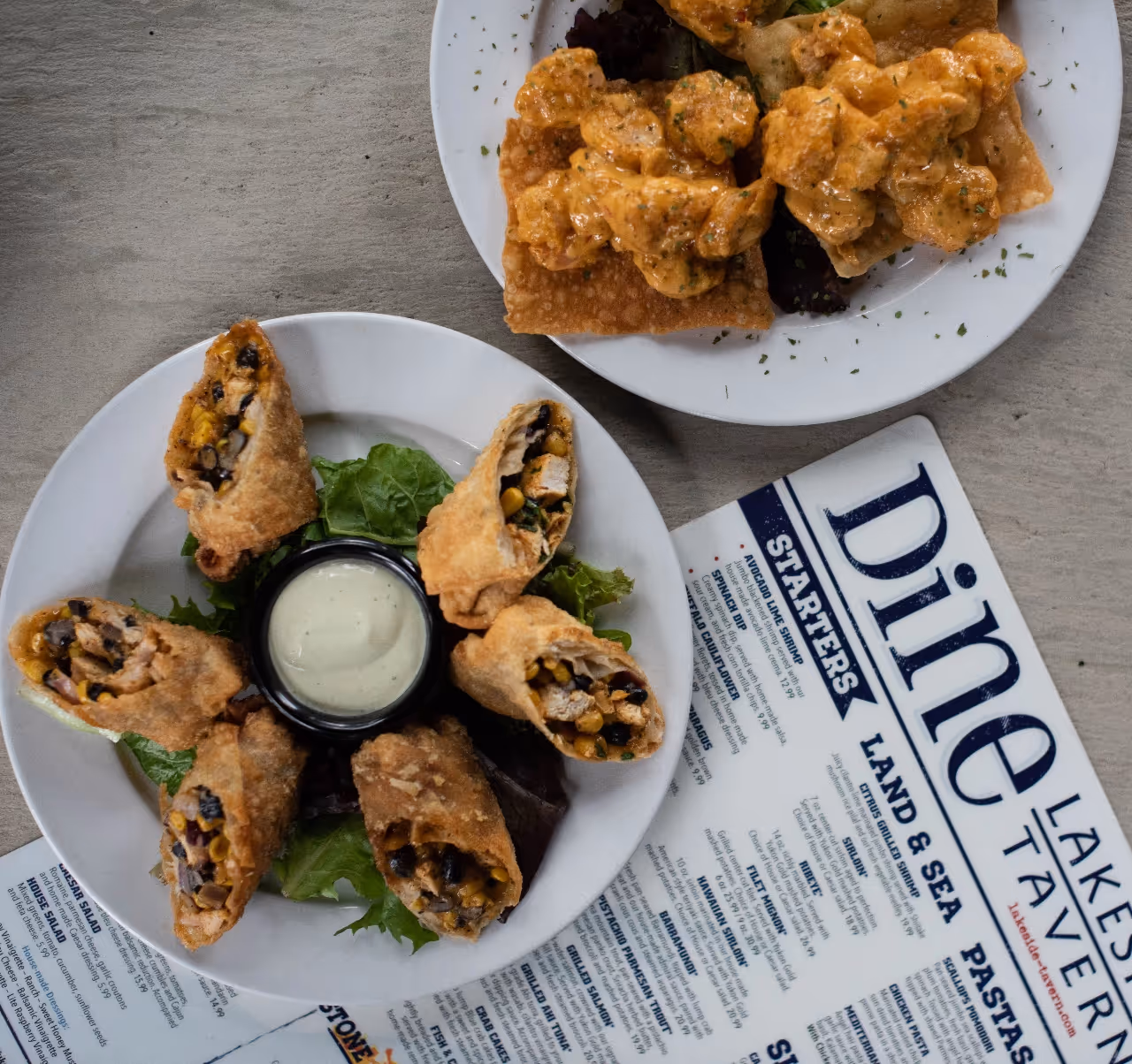 Eggrolls and menu