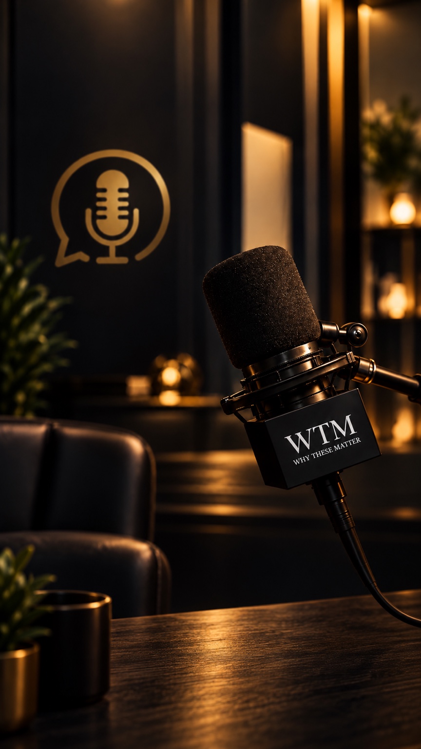 The WTM Conversations studio microphone in soft brass light