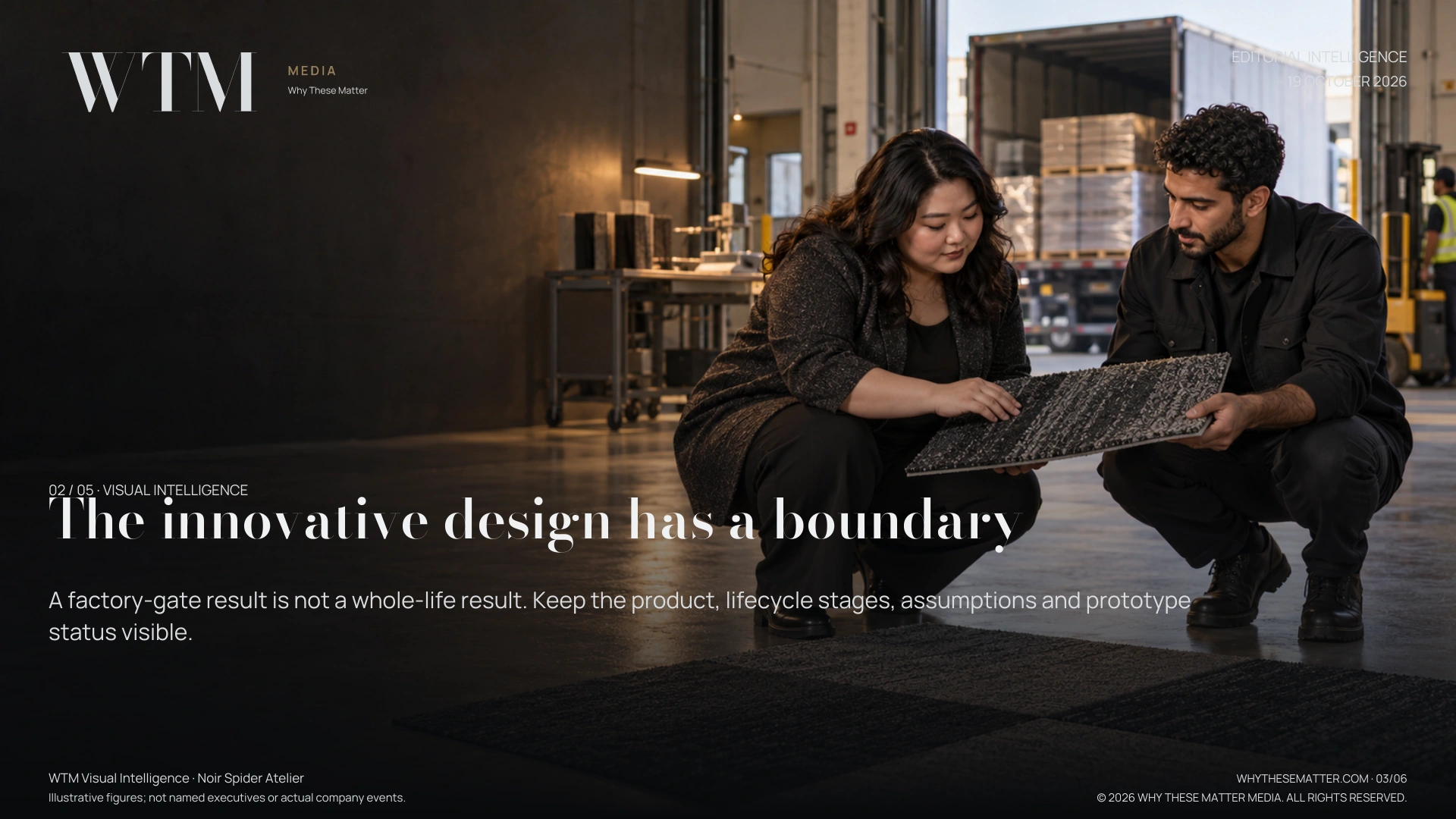 The innovative design has a boundary. A factory-gate result is not a whole-life result. Keep the product, lifecycle stages, assumptions and prototype status visible.