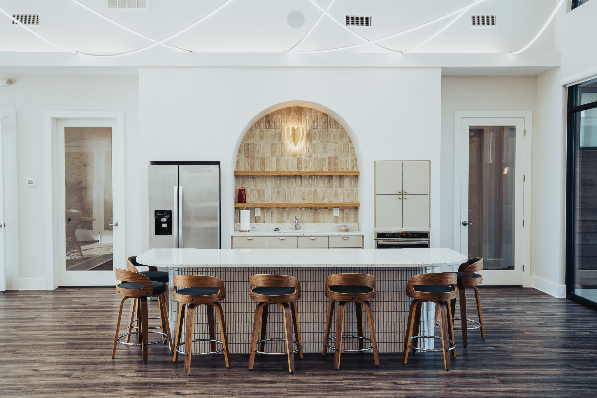 lounge kitchen with refrigerator