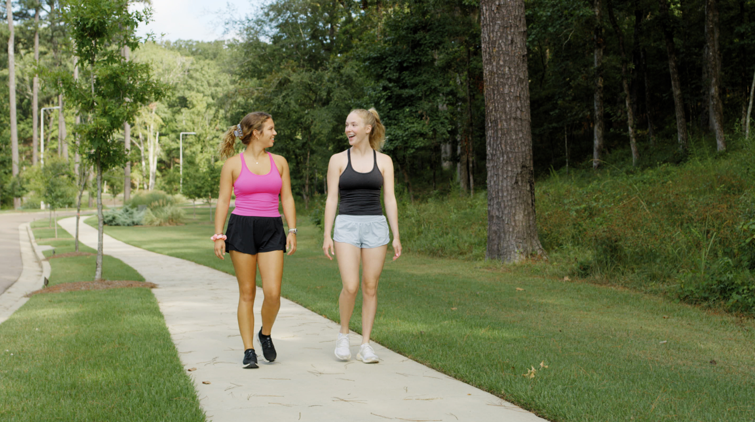 girls walking on trail