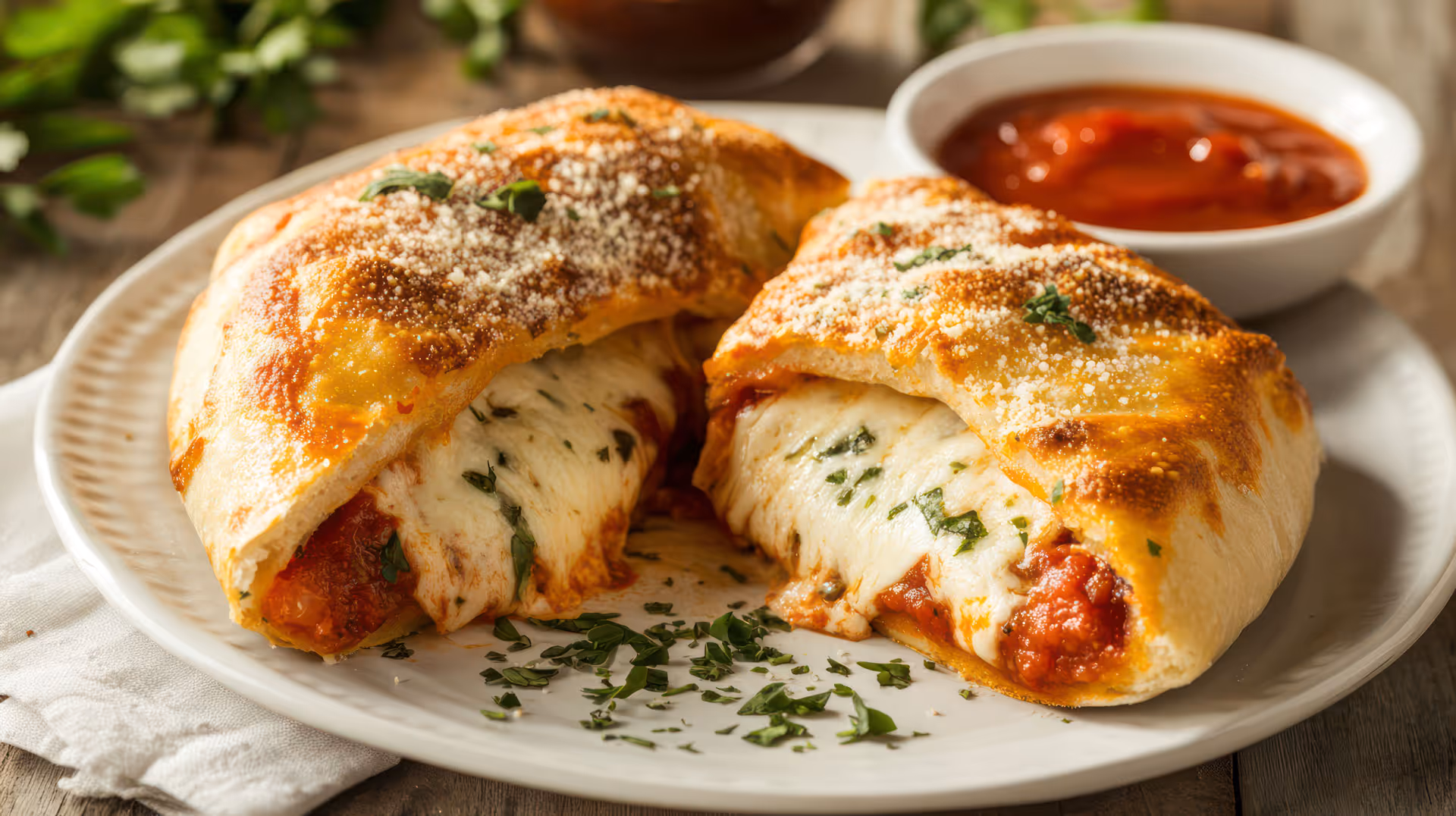 calzone with tomato sauce and cheese