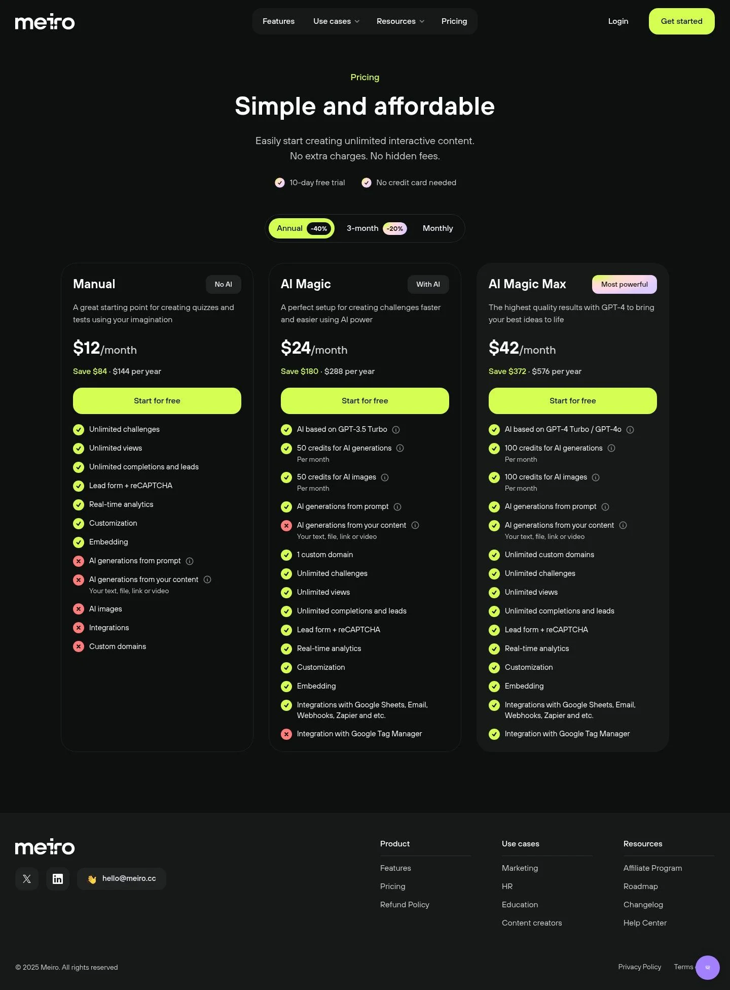 Link to pricing page details