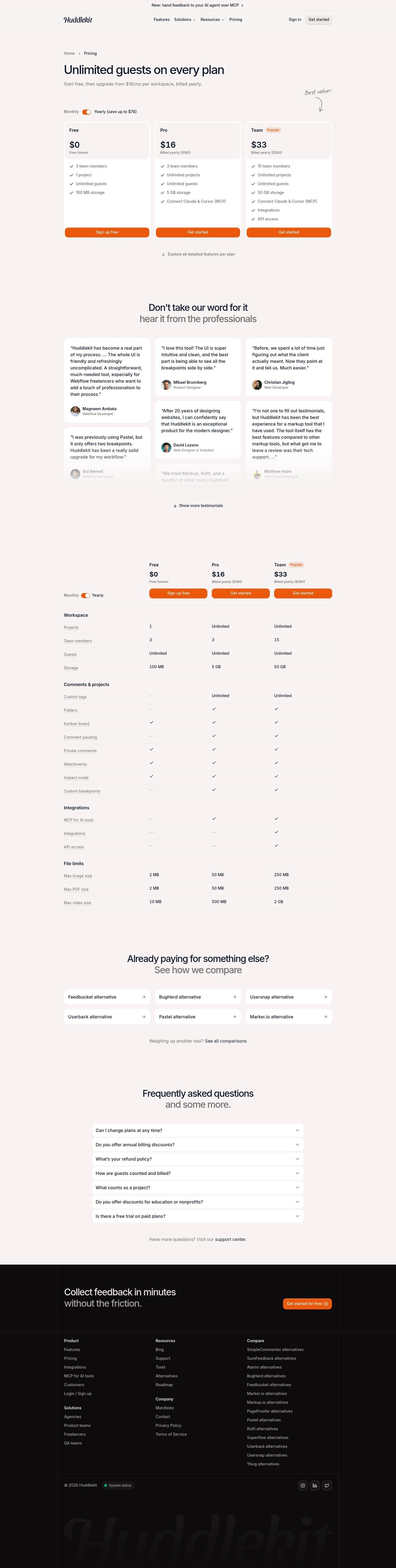 Link to pricing page details