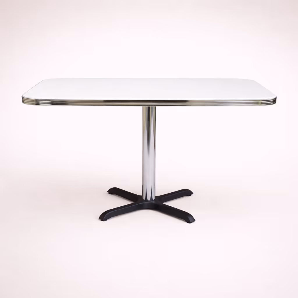 A classic white diner-style table against a white background.