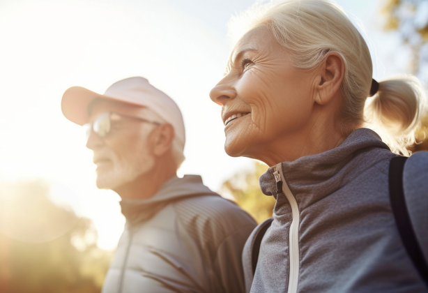 senior-couple-relaxing-sun-outside-while-wearing-sportswear-generative-ai