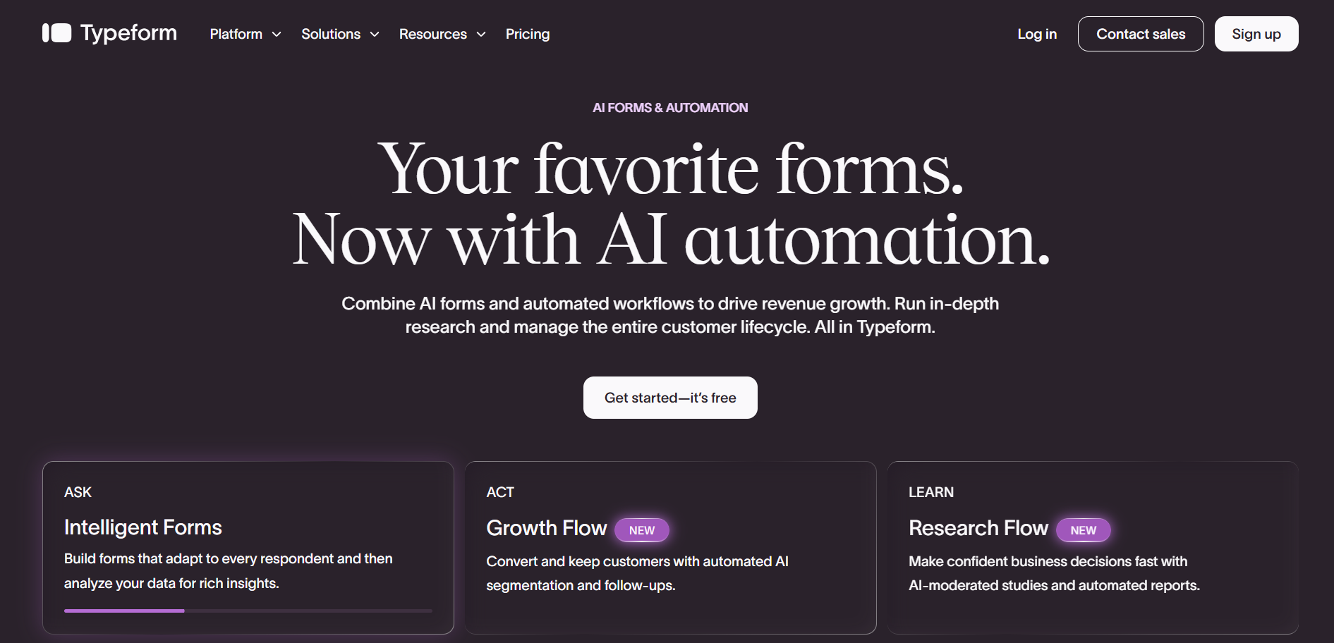 Typeform landing page
