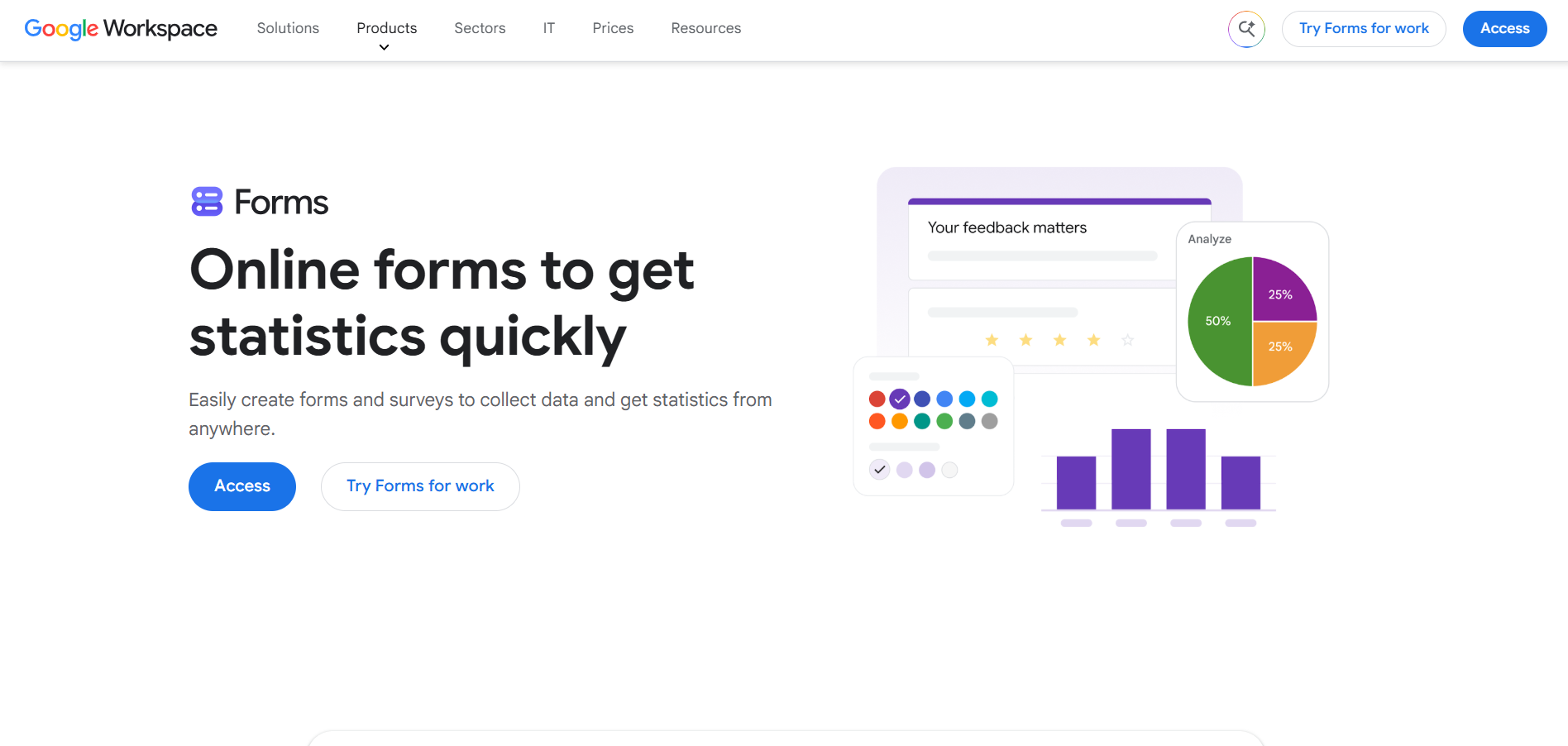 Google Forms landing page